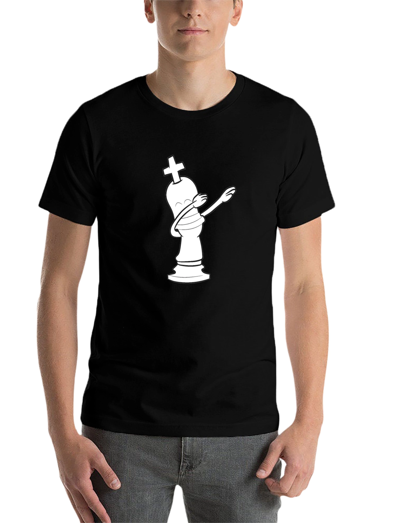 Black Dabbing Chess King Graphic Tee - Black Cotton T-Shirt view 7