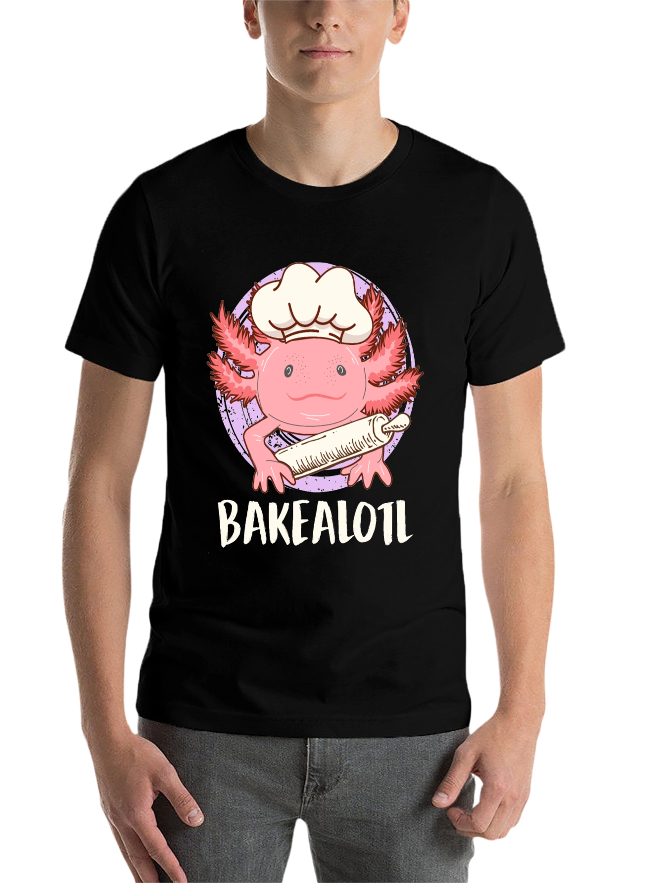 Black Bakealotl Axolotl Chef T-Shirt - Cute Baking Tee view 7