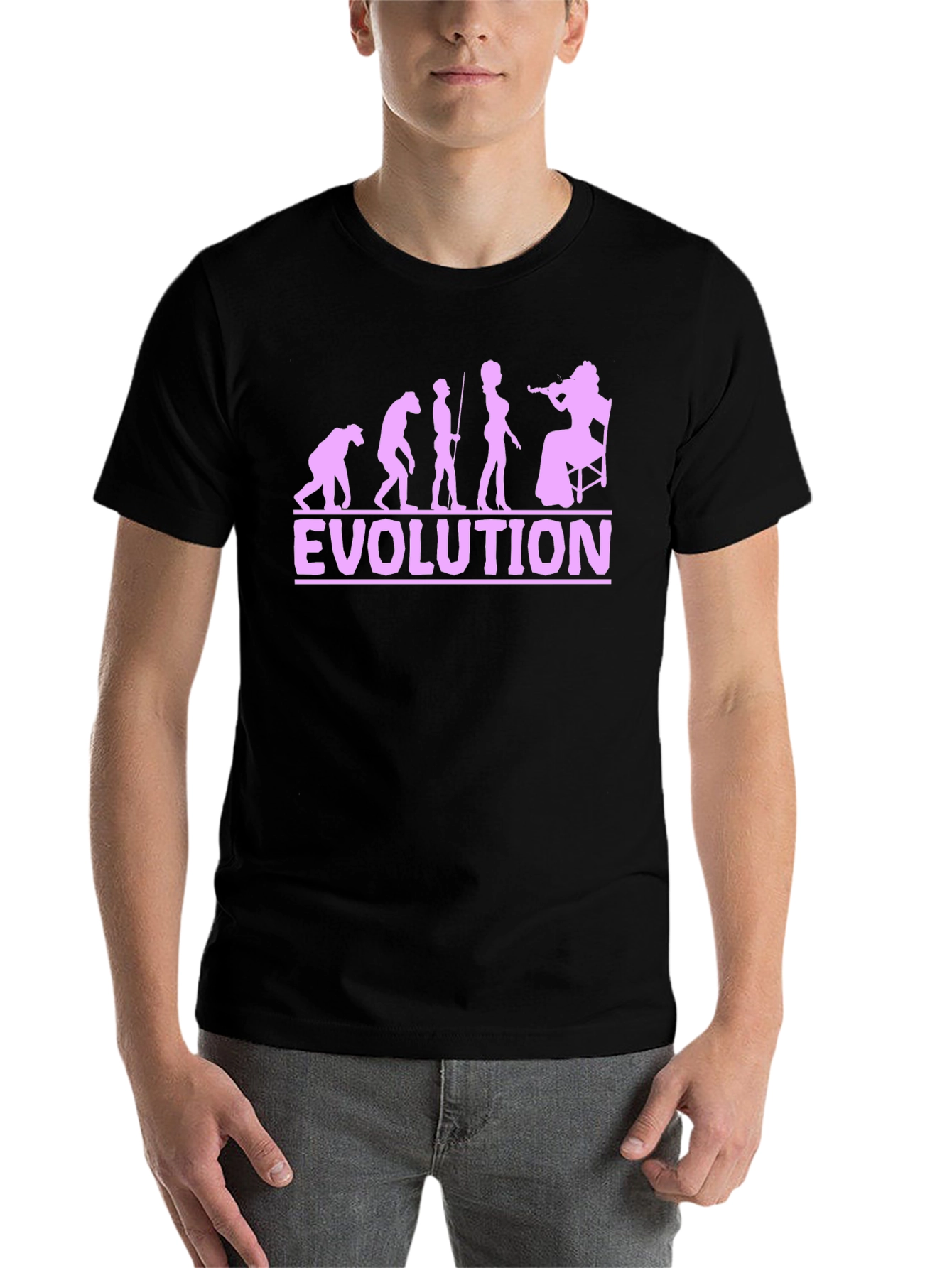 Black Evolution Violinist T-Shirt - Funny Music Tee view 7