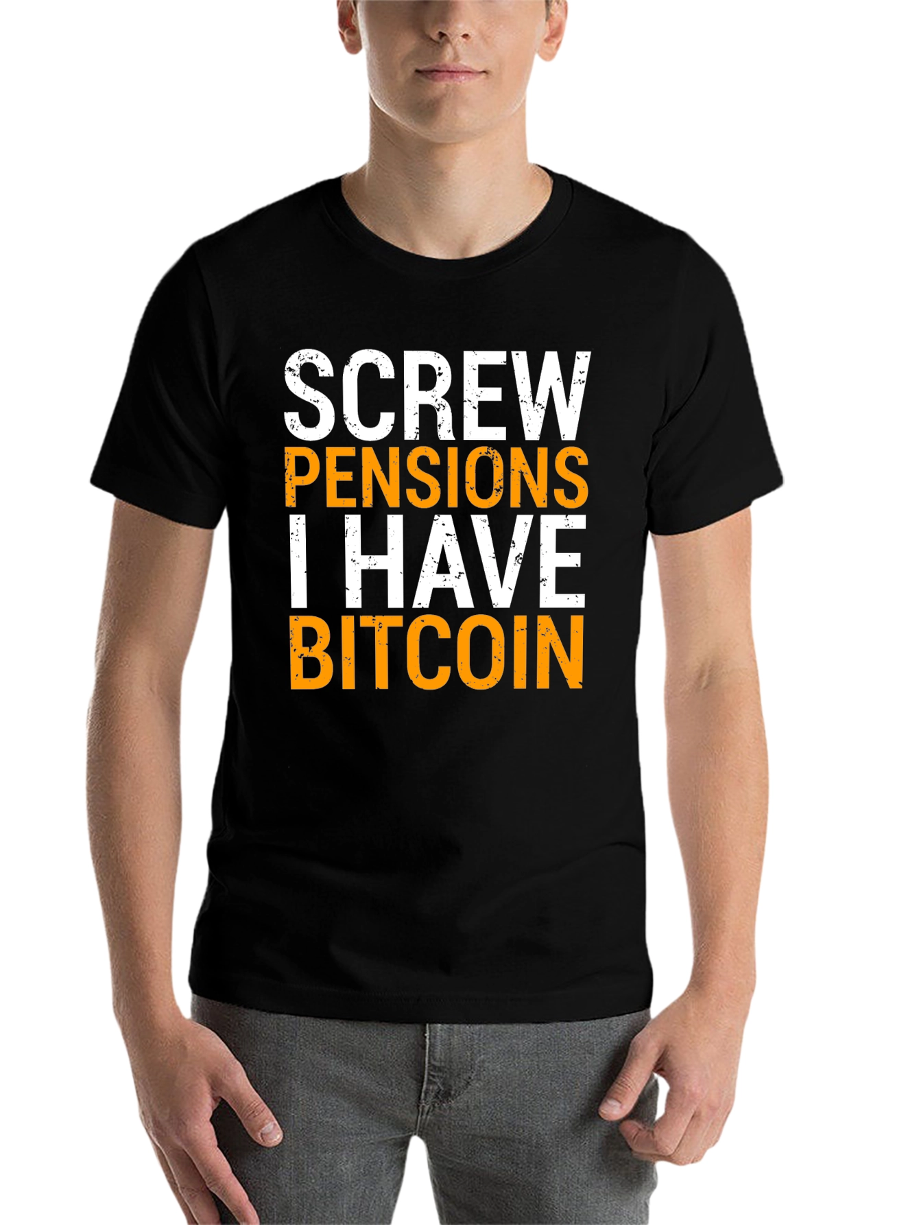 Black Screw Pensions I Have Bitcoin Graphic Tee view 7