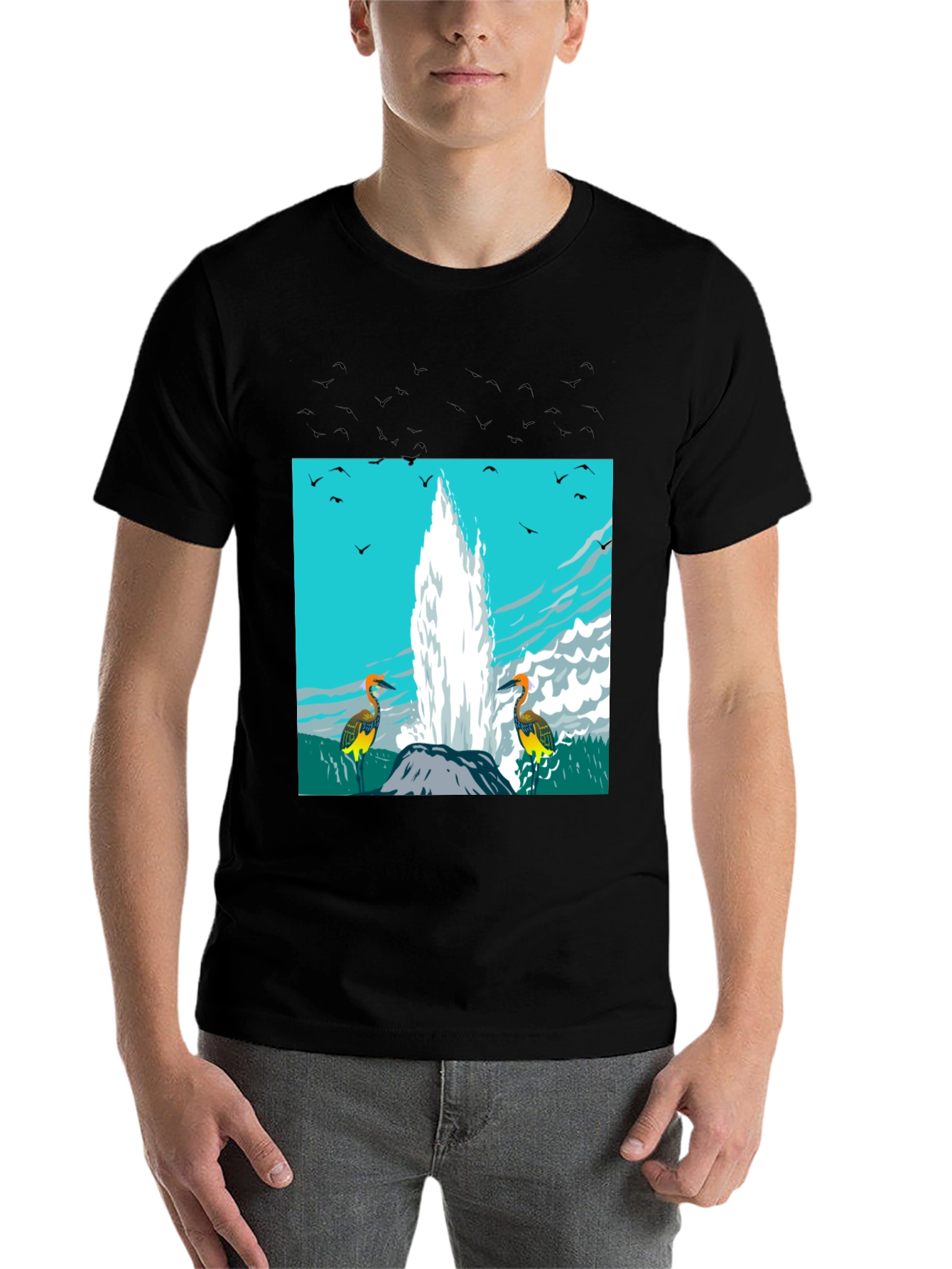 Black Geyser Bird Graphic Tee - Black view 7