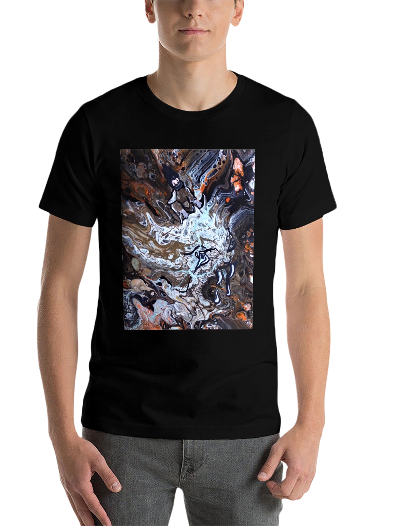 Black Abstract Art Graphic Tee - Black view 7