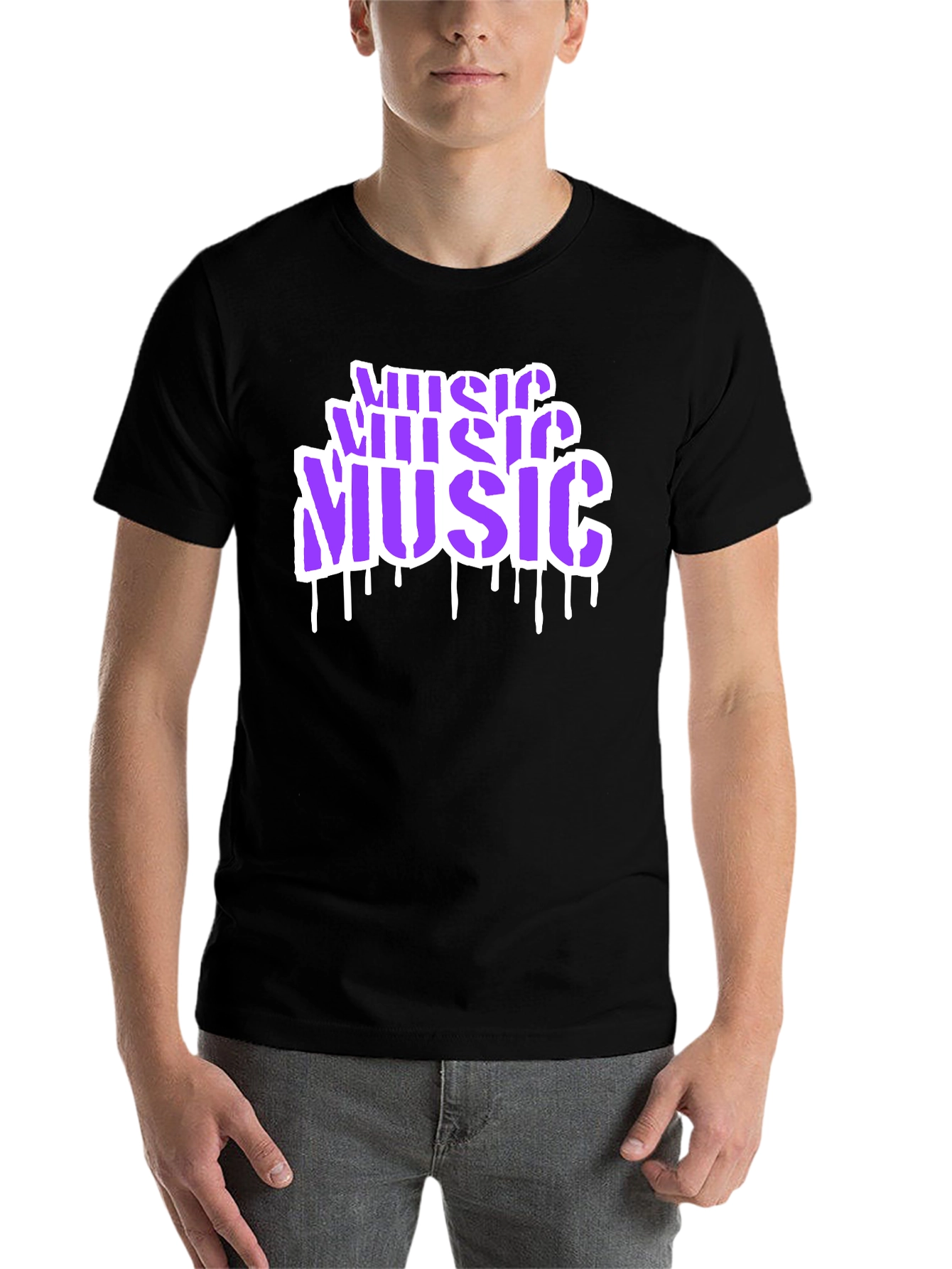 Black Music Graffiti Style Black T-Shirt view 7