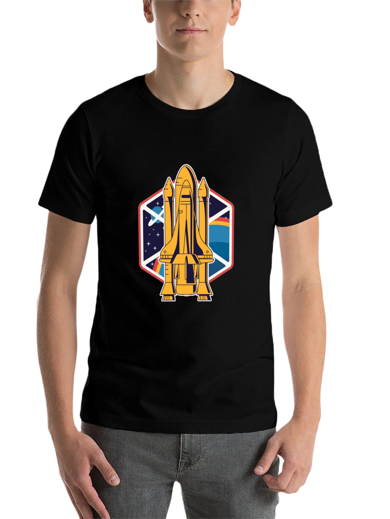 Black Space Shuttle Graphic Tee - Unisex view 7
