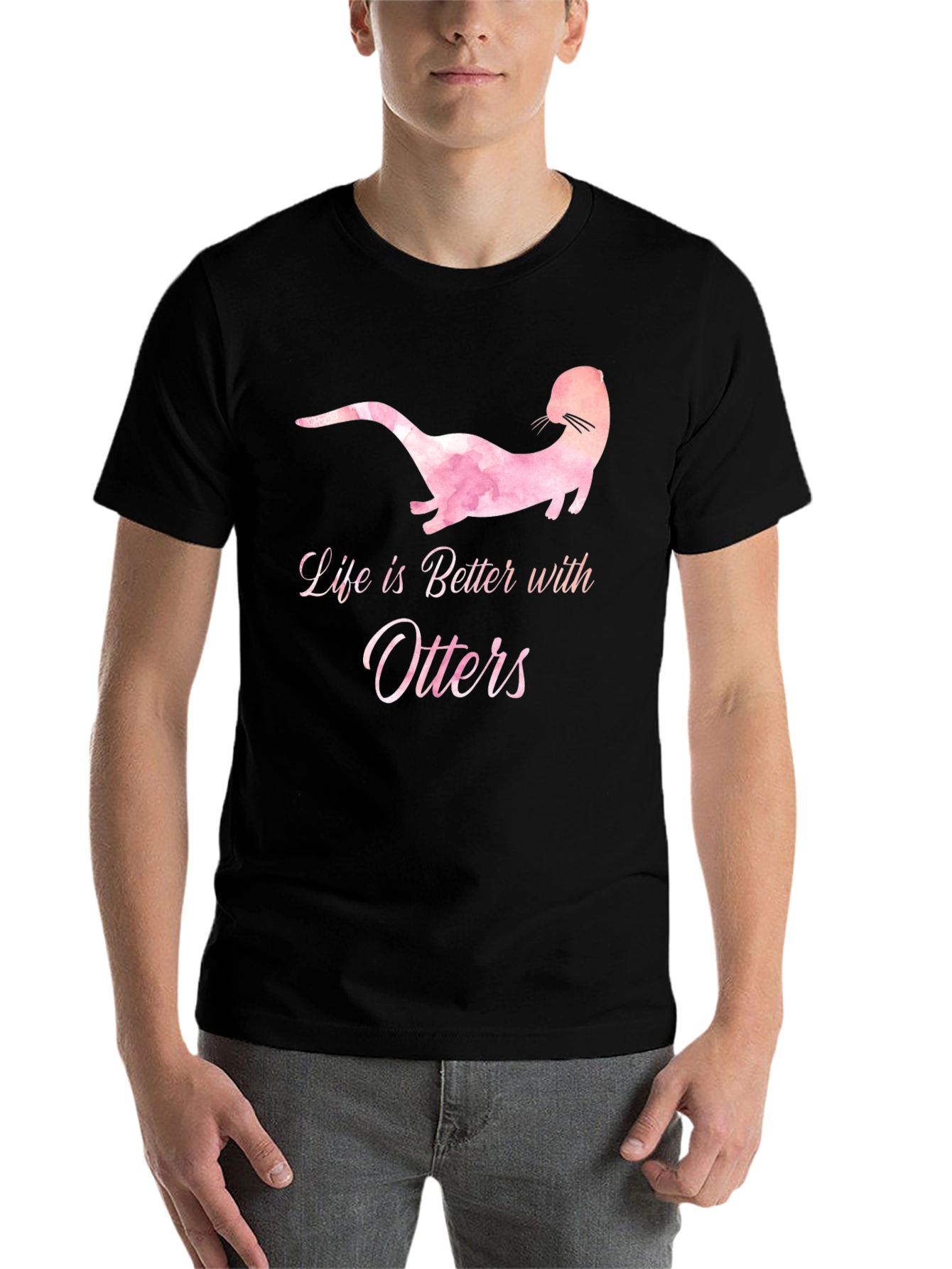 Black Life is Better with Otters Black Graphic Tee view 7