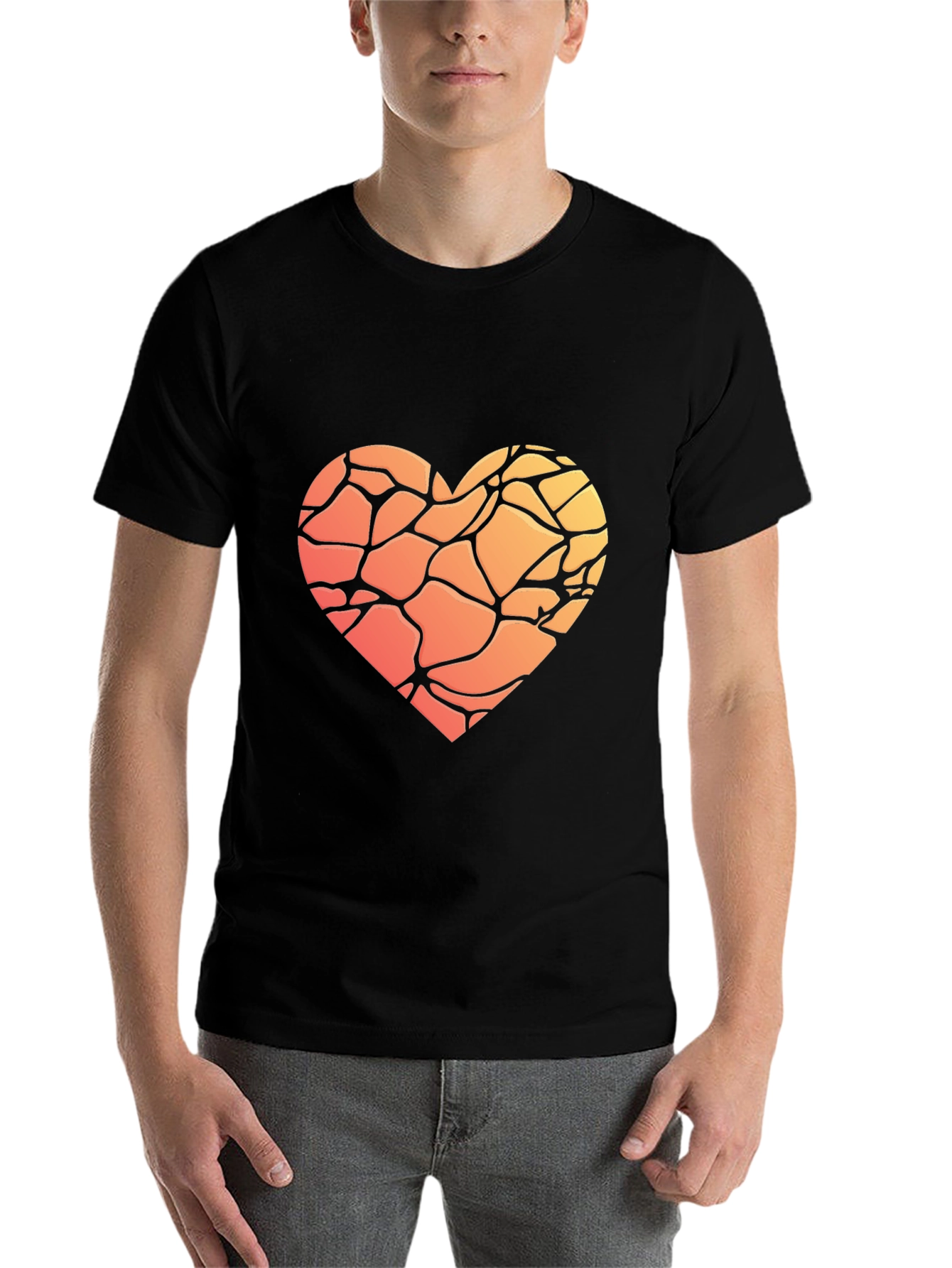 Black Heart Mosaic Graphic T-Shirt - Soft Cotton Blend view 7