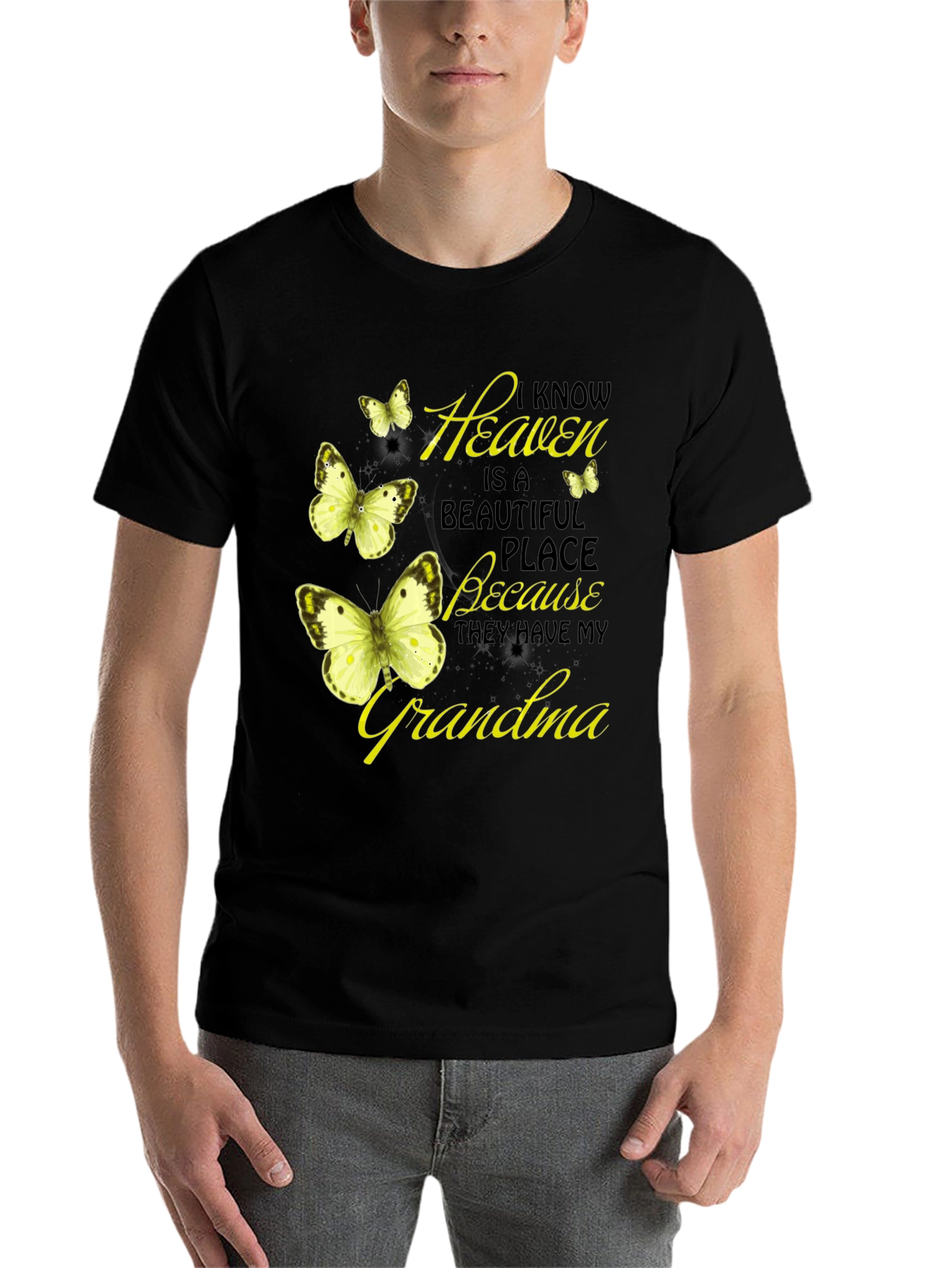 Black Heavenly Grandma Butterfly T-Shirt - Black view 7