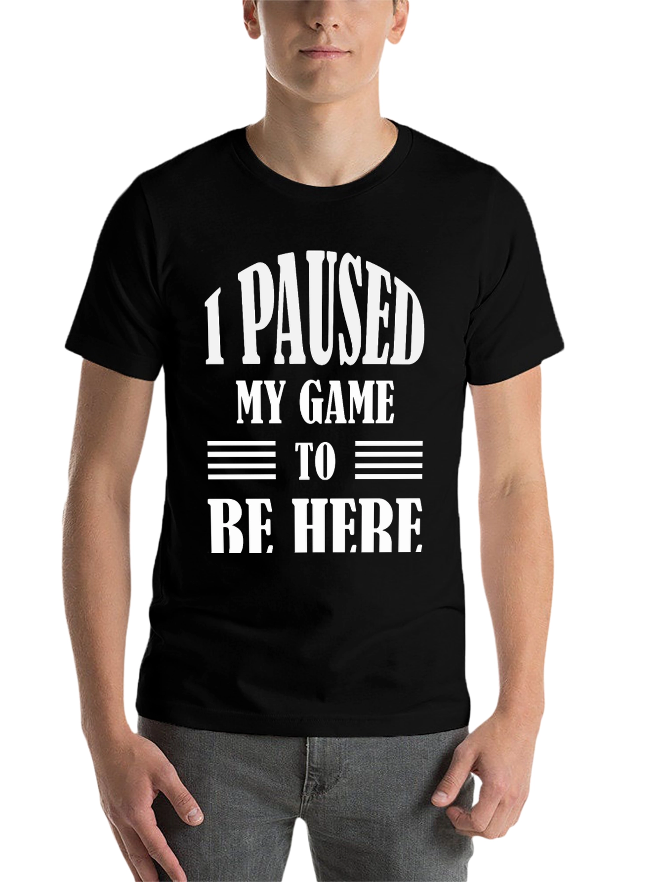 Black Funny Gamer T-Shirt: "I Paused My Game To Be Here" view 7