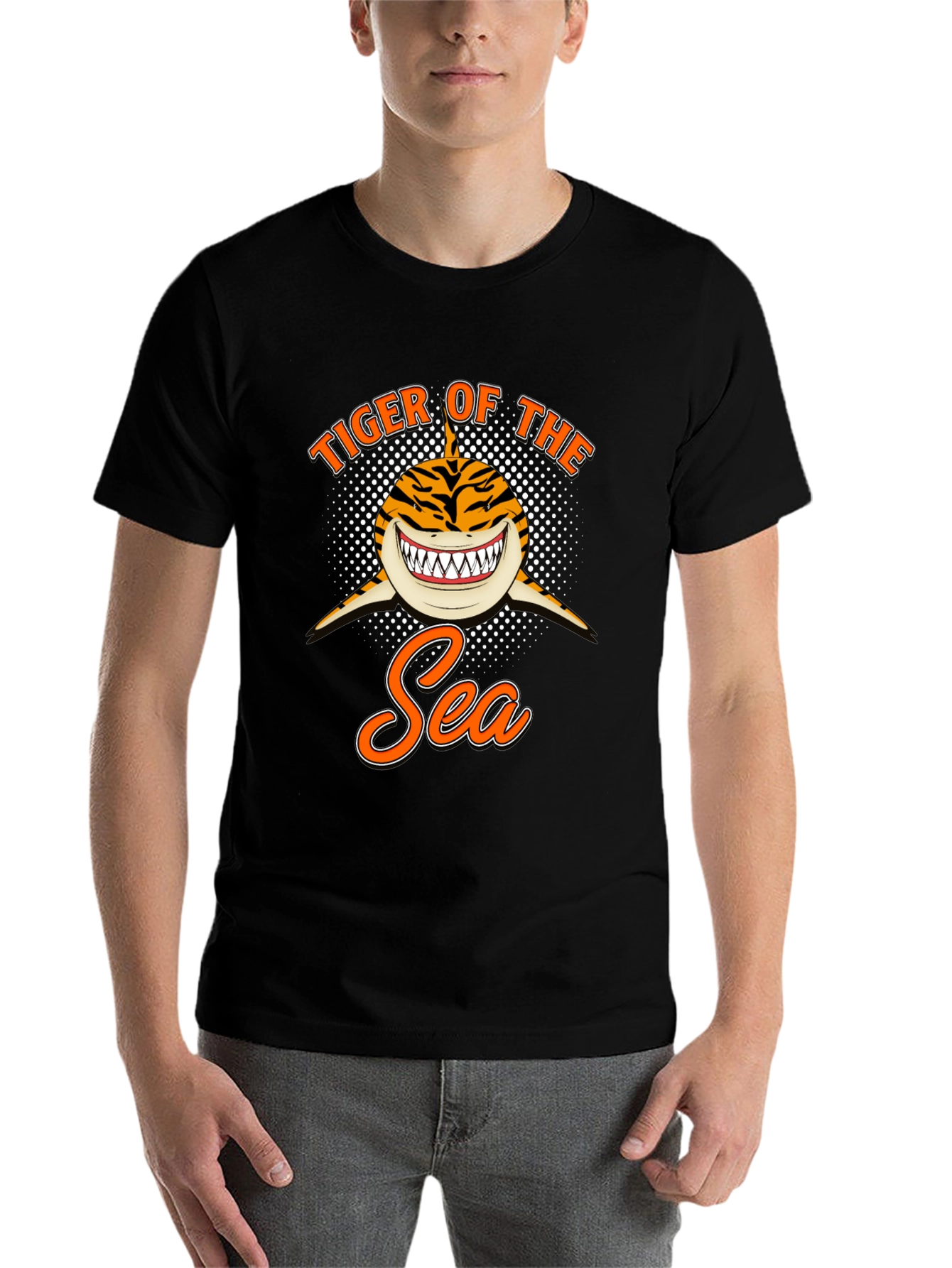 Black Tiger Shark T-Shirt - Tiger of the Sea Graphic Tee view 7