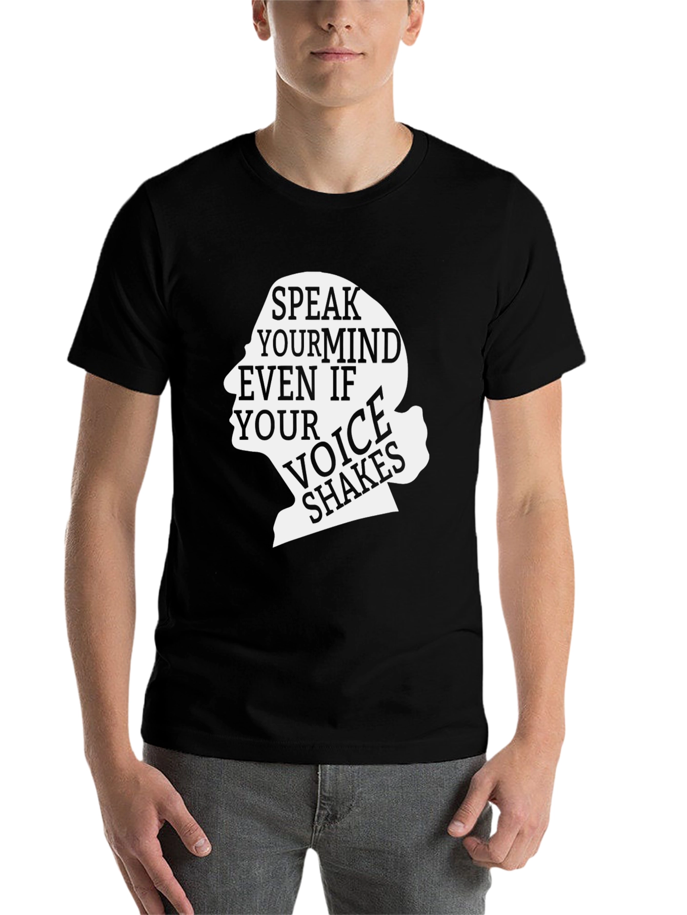 Black Speak Your Mind Graphic Tee - Inspiring Black T-Shirt view 7