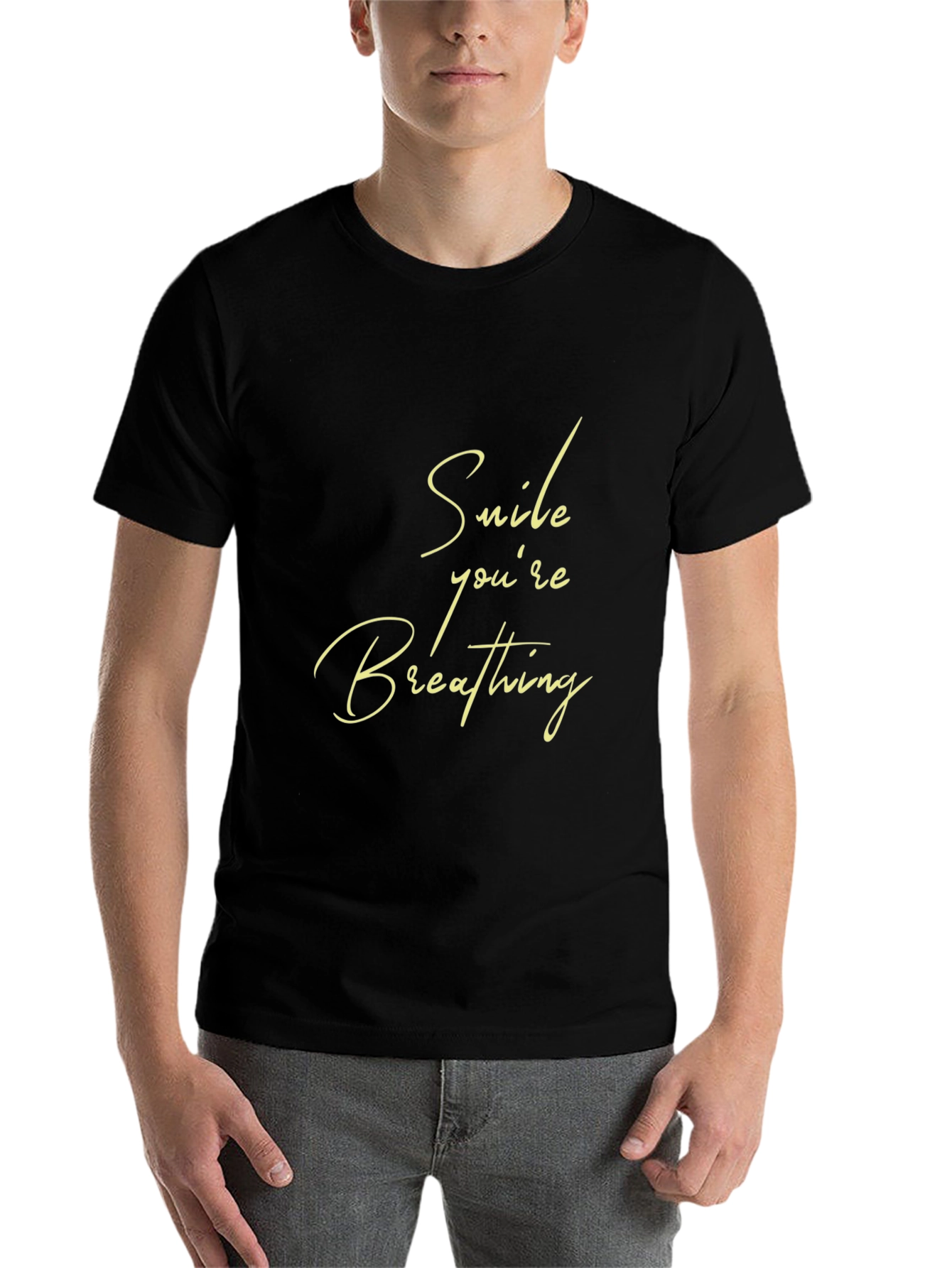 Black Smile You're Breathing Black T-Shirt view 7