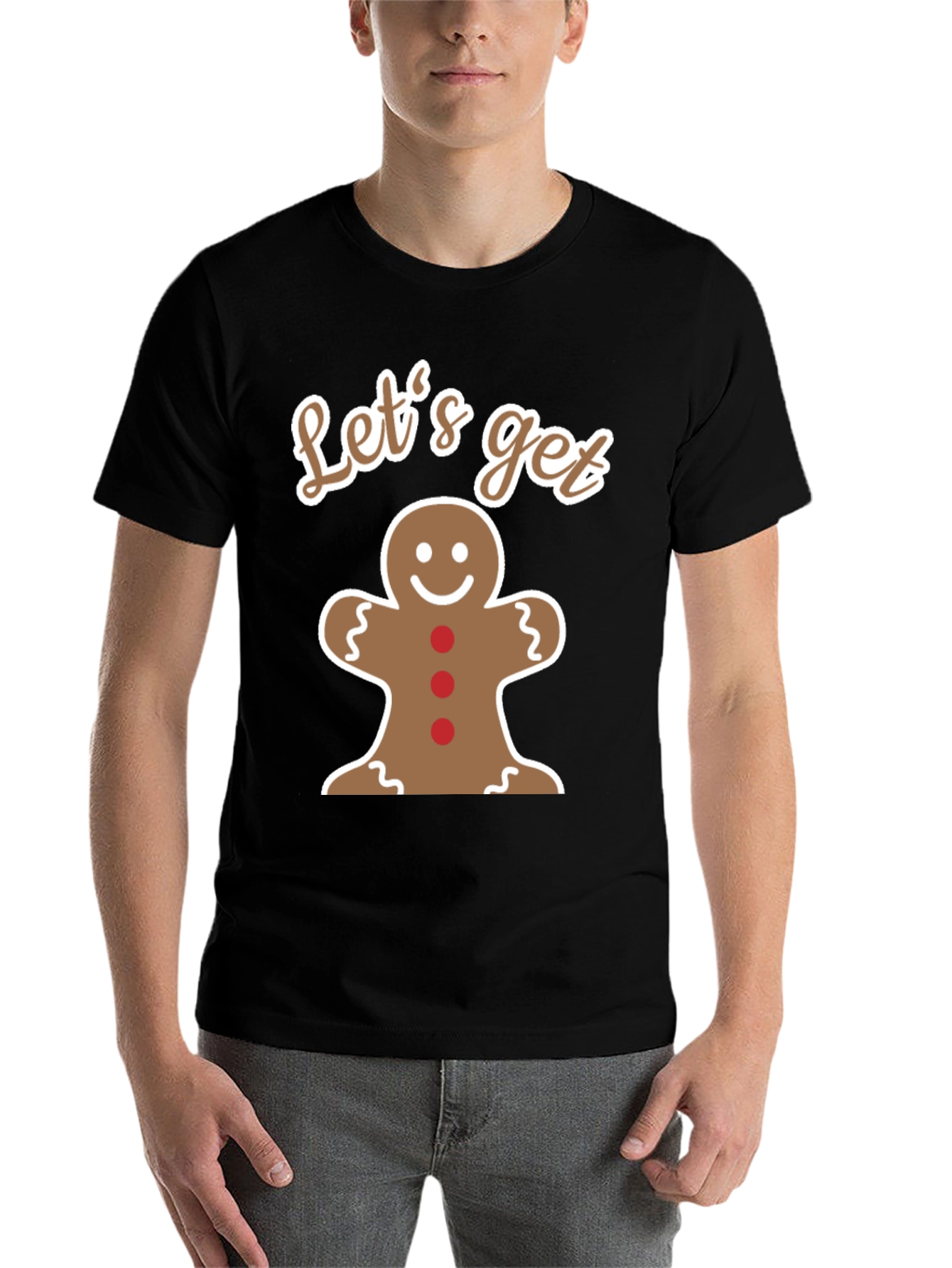 Black Let's Get Baked Gingerbread Man T-Shirt view 7