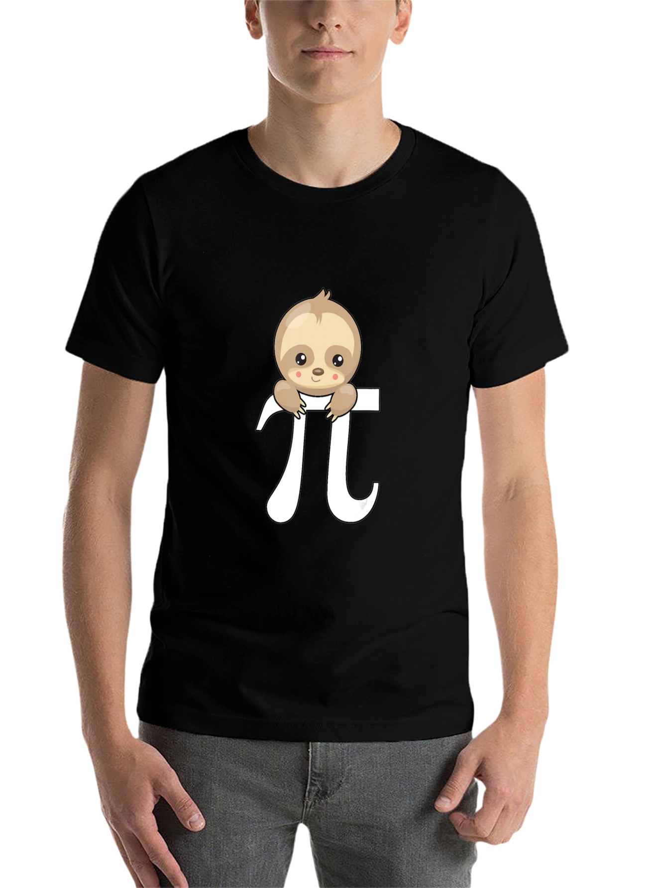 Black Sloth Pi Symbol Graphic T-Shirt - Black view 7