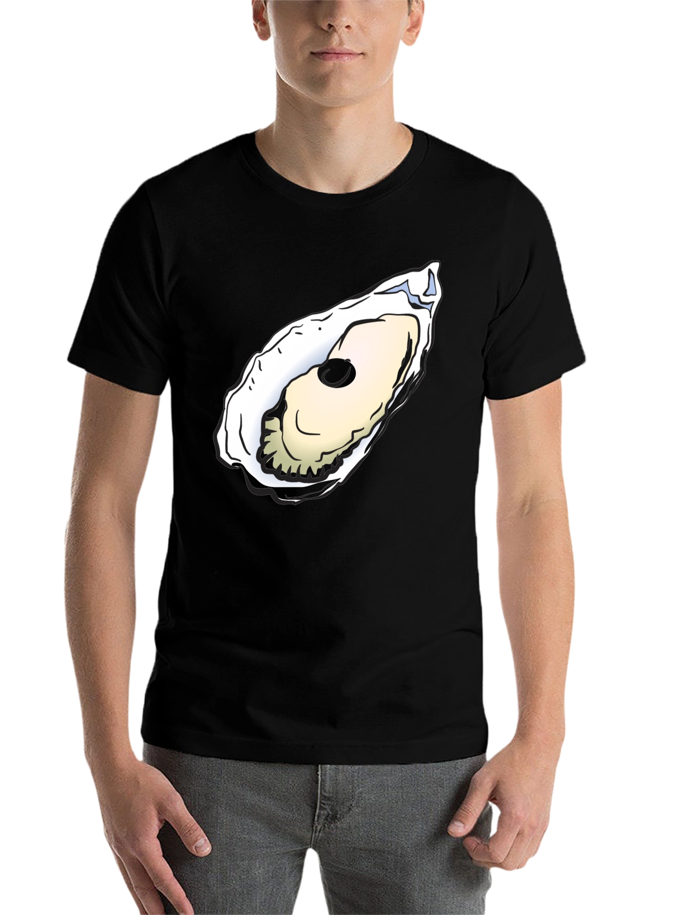 Black Oyster Graphic Tee - Black Cotton T-Shirt view 7