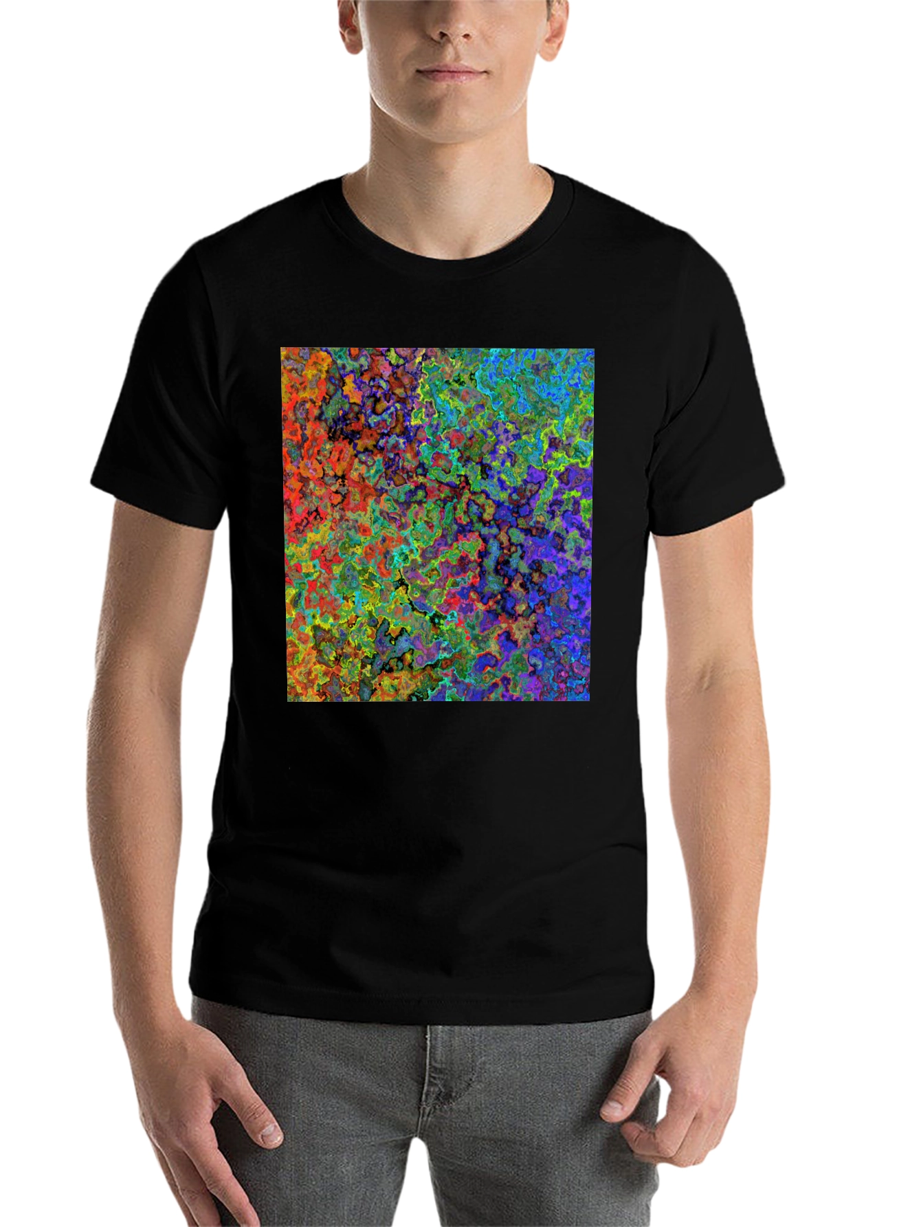 Black Abstract Art Print Black T-Shirt view 7