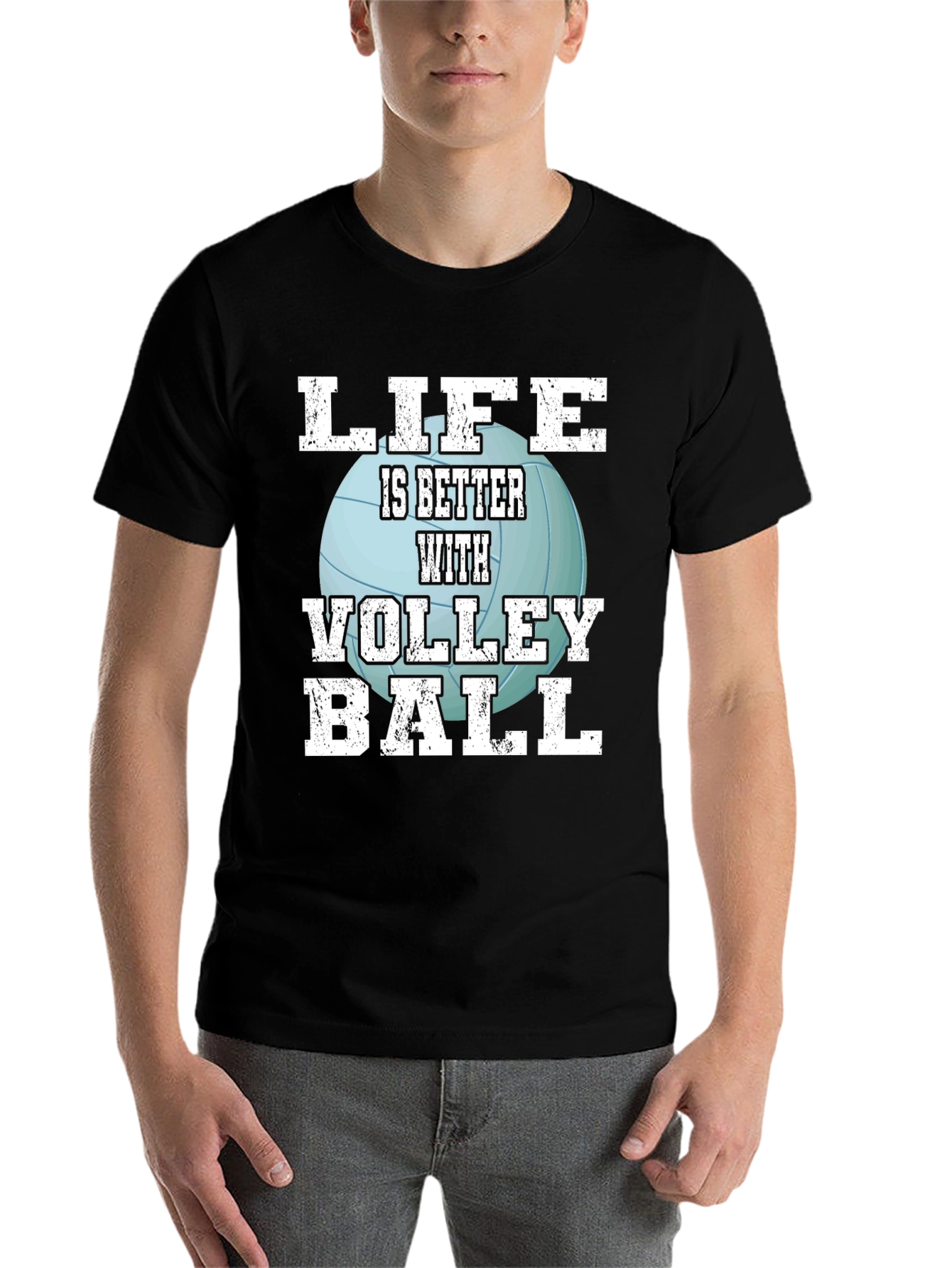 Black Volleyball Life T-Shirt - Sports Fan Tee view 7