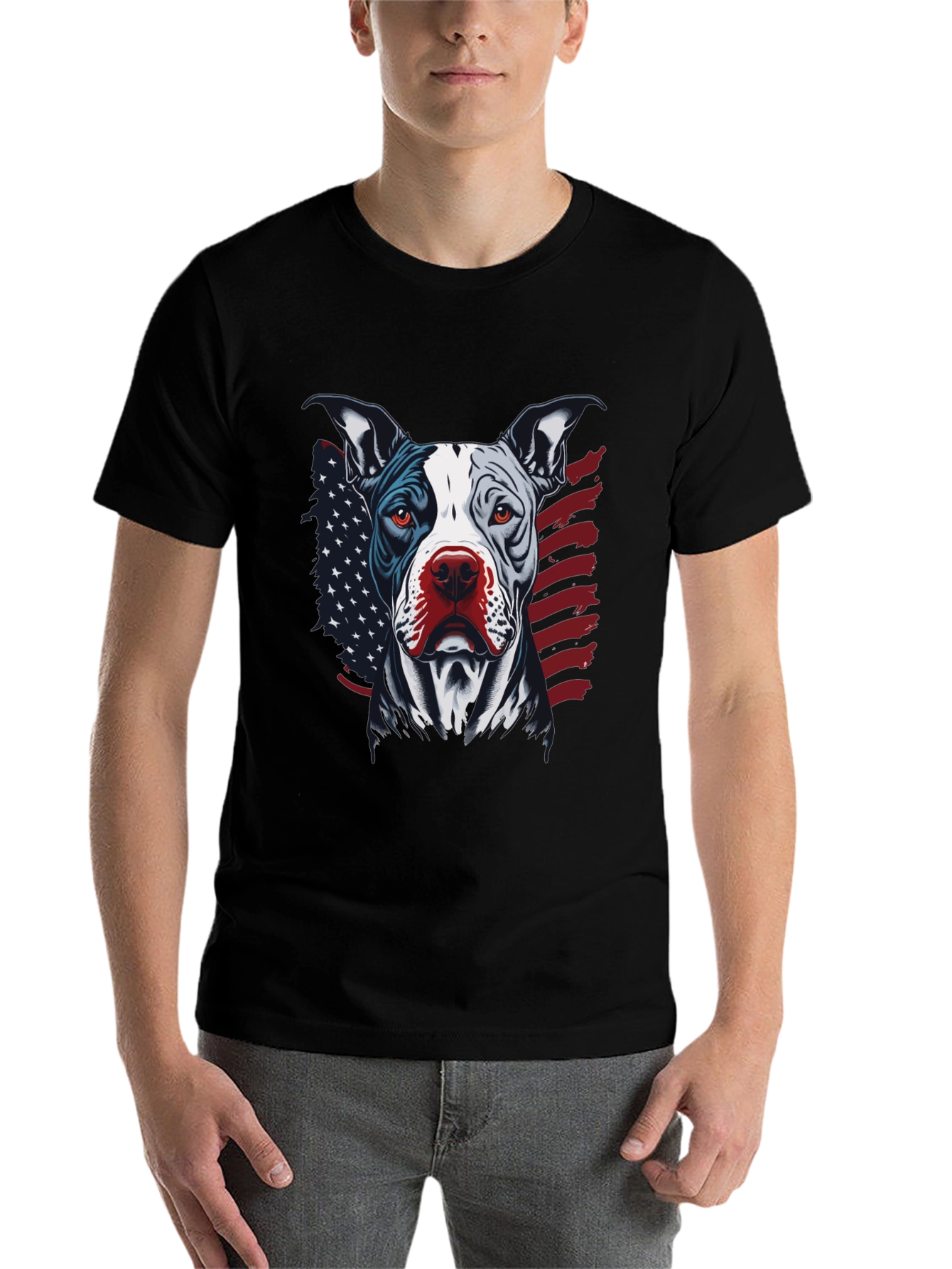 Black Patriotic Pitbull Graphic Tee - American Pride! view 7