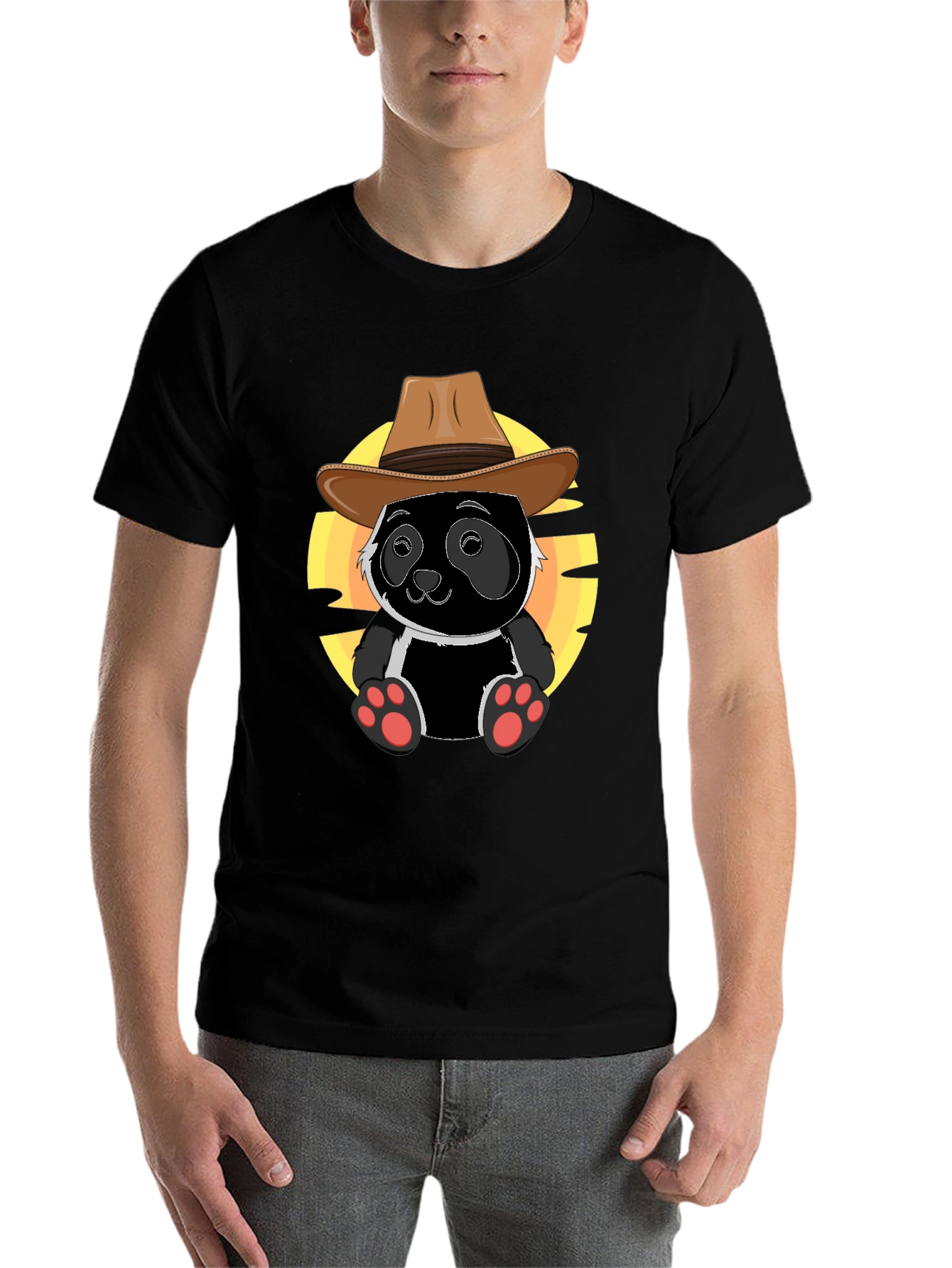 Black Panda Cowboy T-Shirt - Cute Graphic Tee view 7