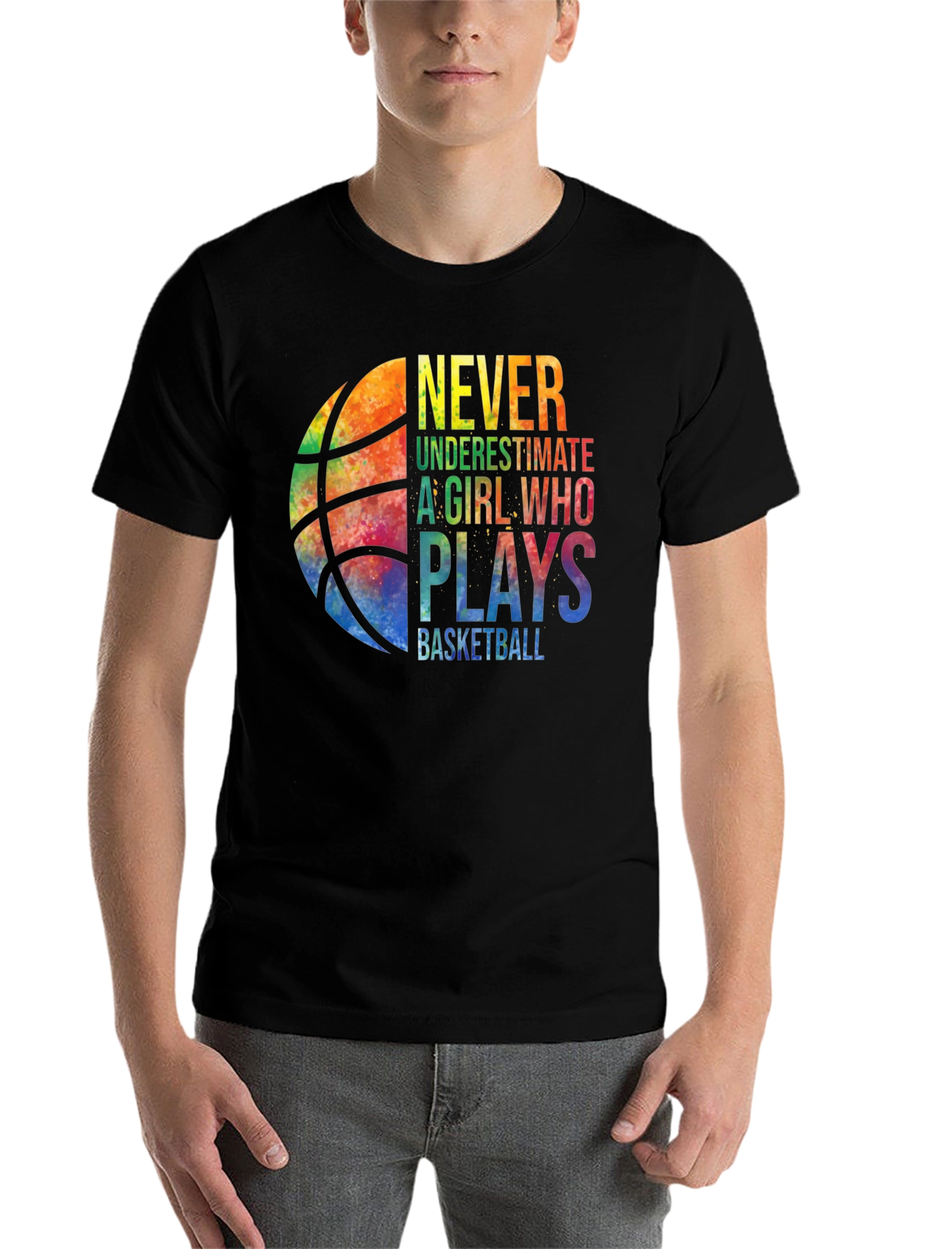 Black Basketball Girl T-Shirt - Never Underestimate view 7