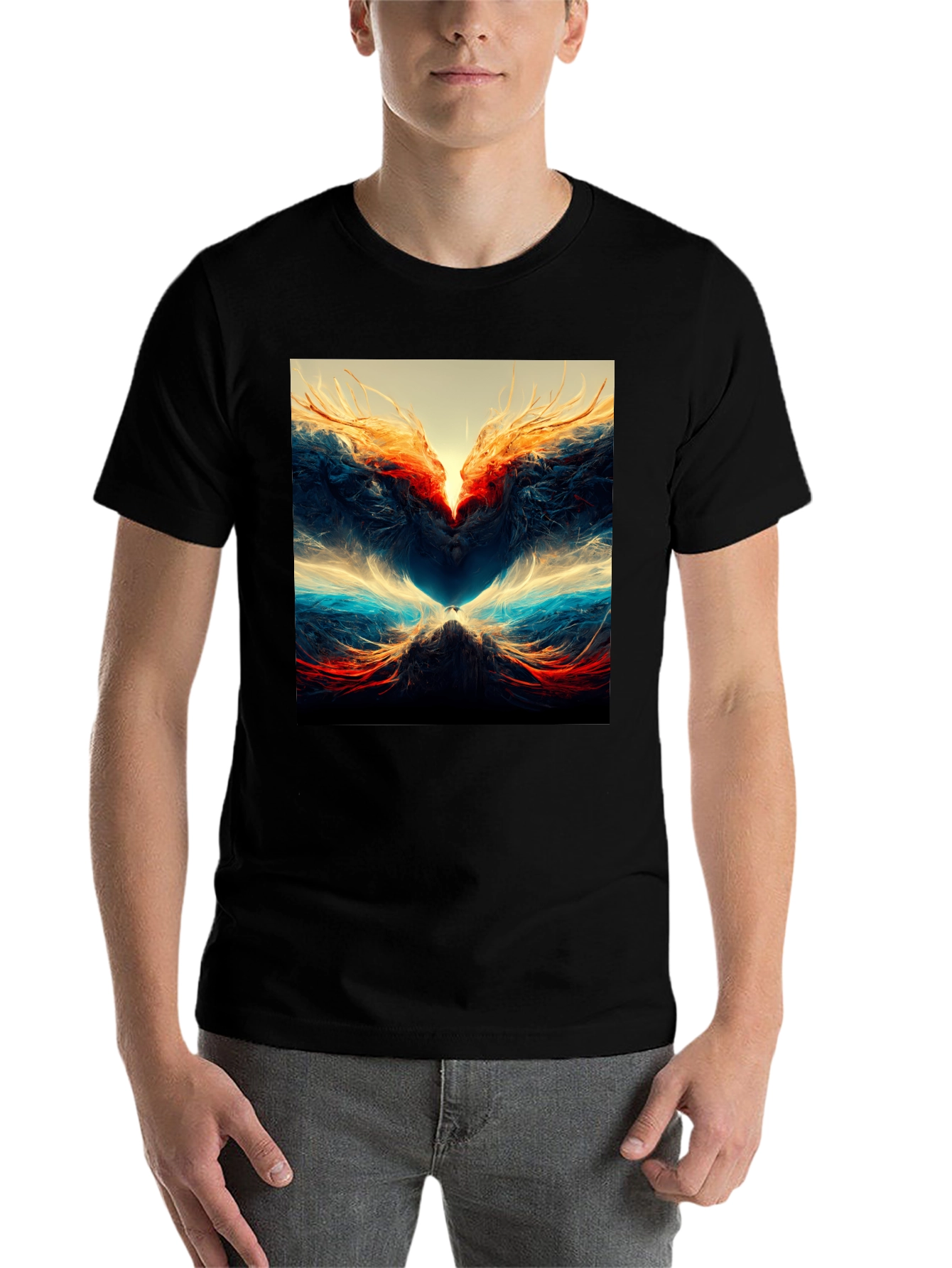 Abstract Art Graphic Print Tee - Black - 7