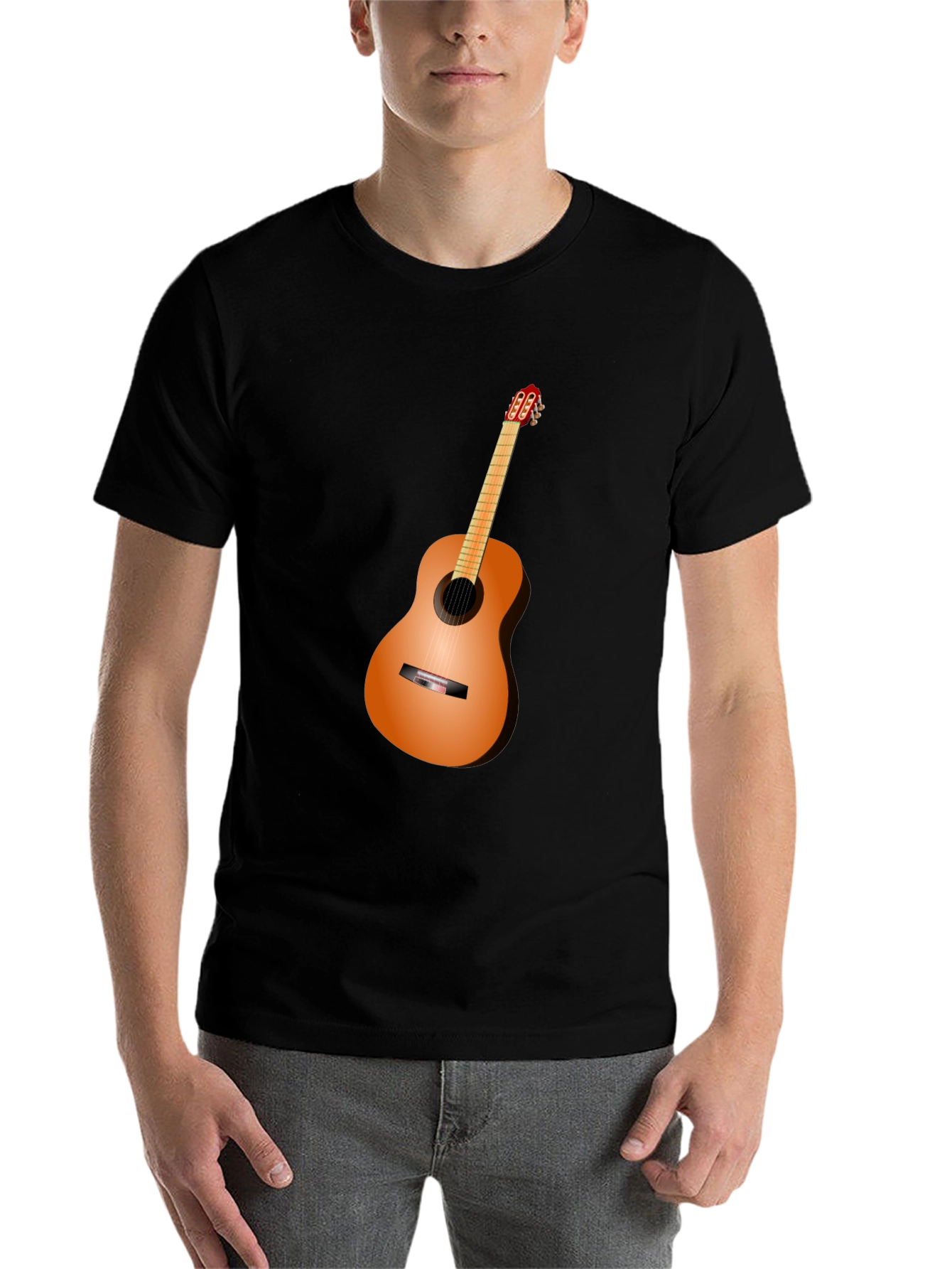 Black Guitar Graphic Tee - Black Cotton Blend view 7