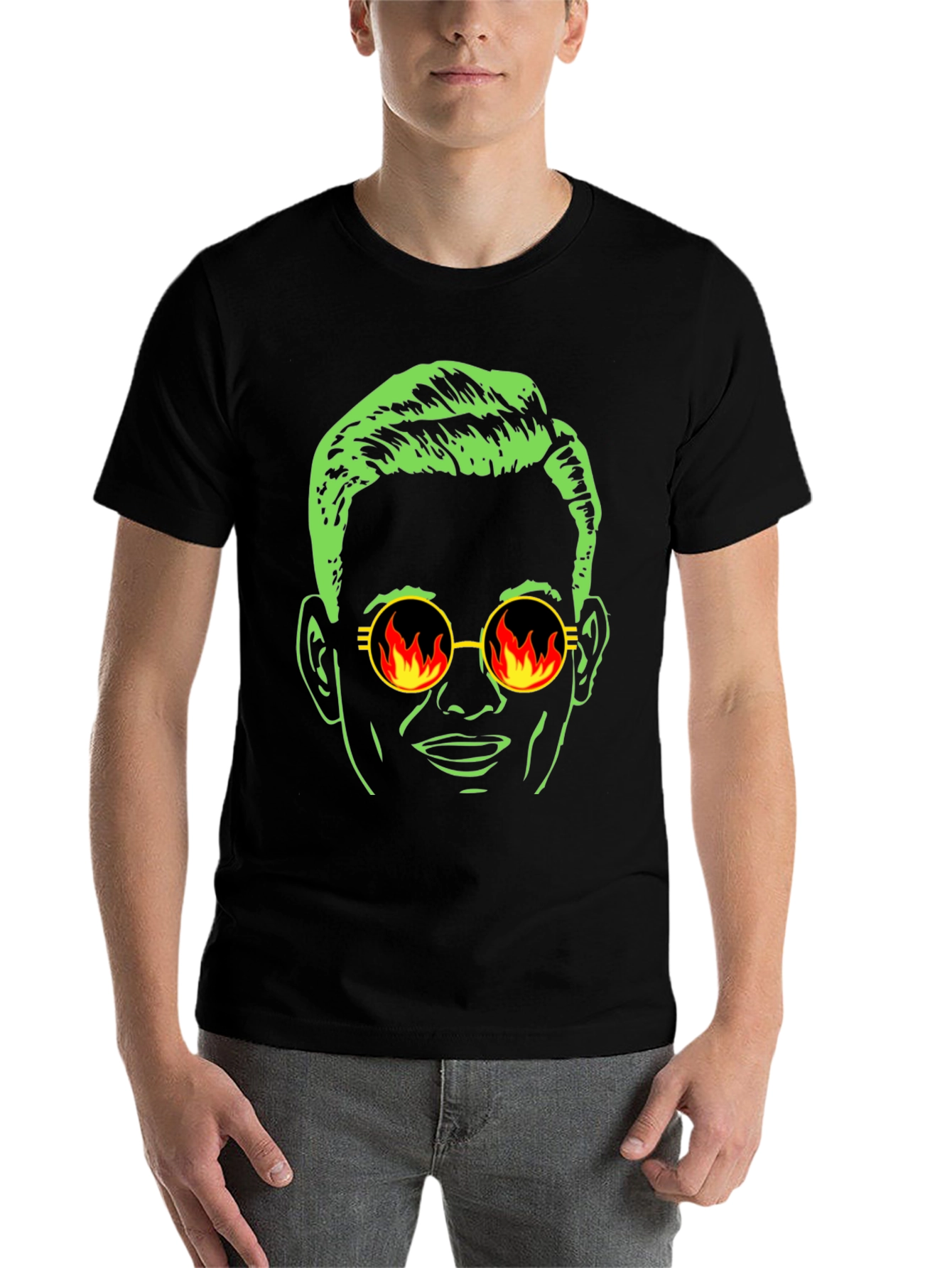 Black Cool Dude Graphic Tee - Retro Fire Sunglasses view 7