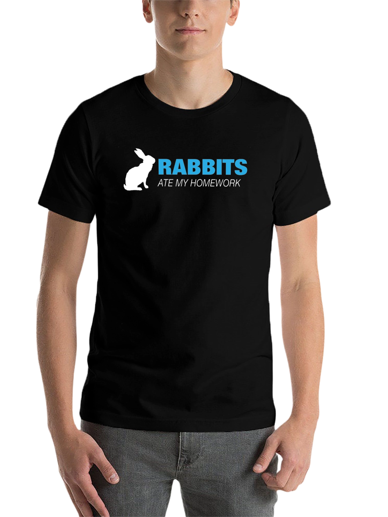Black Rabbit Ate My Homework T-Shirt - Funny & Unique Tee view 7