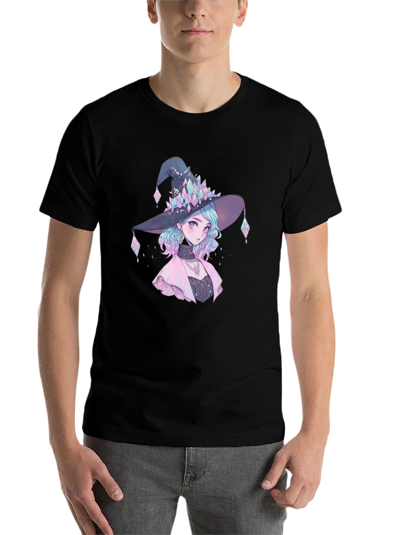 Black Anime Witch Graphic Tee - Stylish Unisex T-Shirt view 7