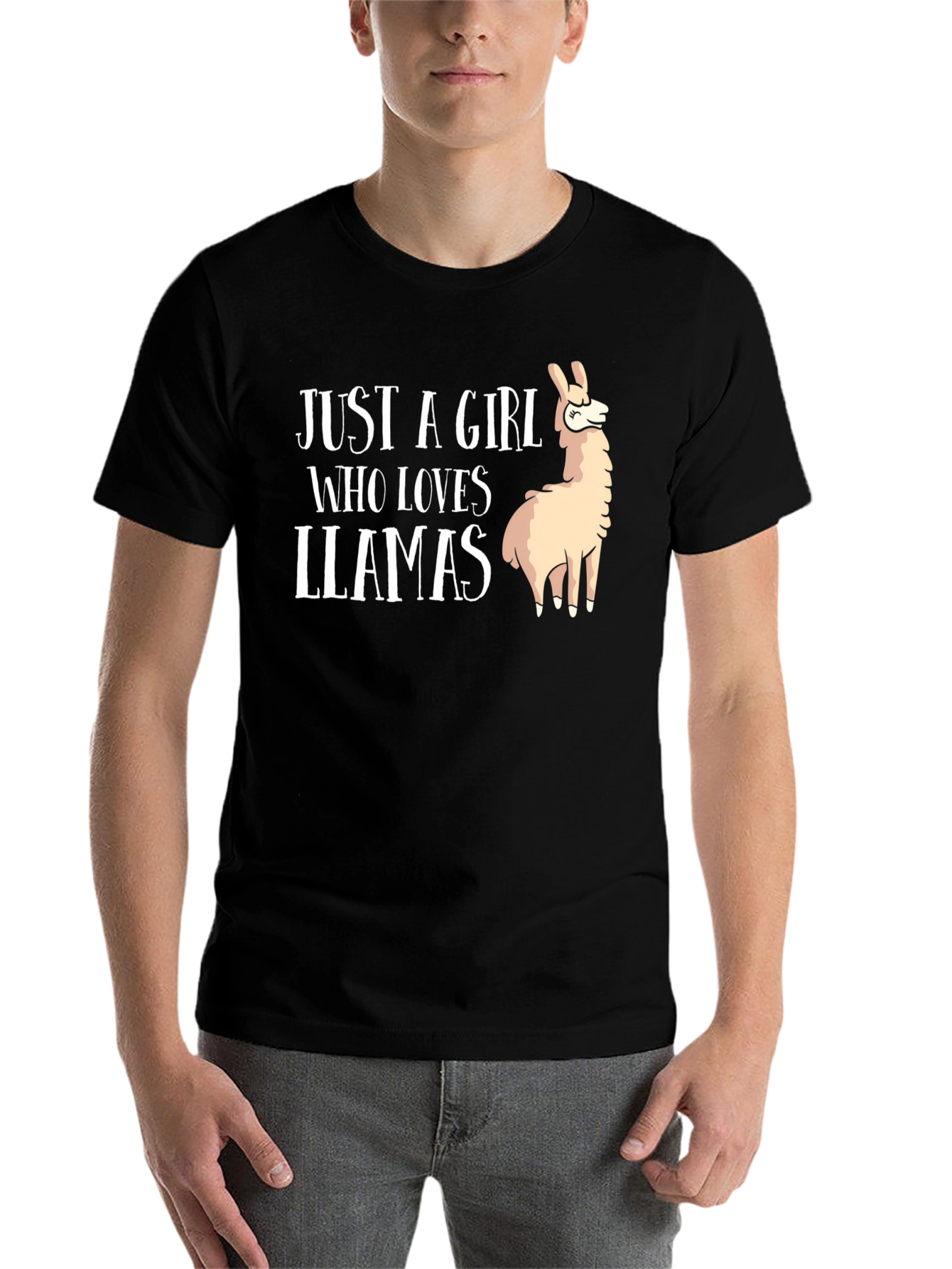 Black Just A Girl Who Loves Llamas - Graphic T-Shirt view 7