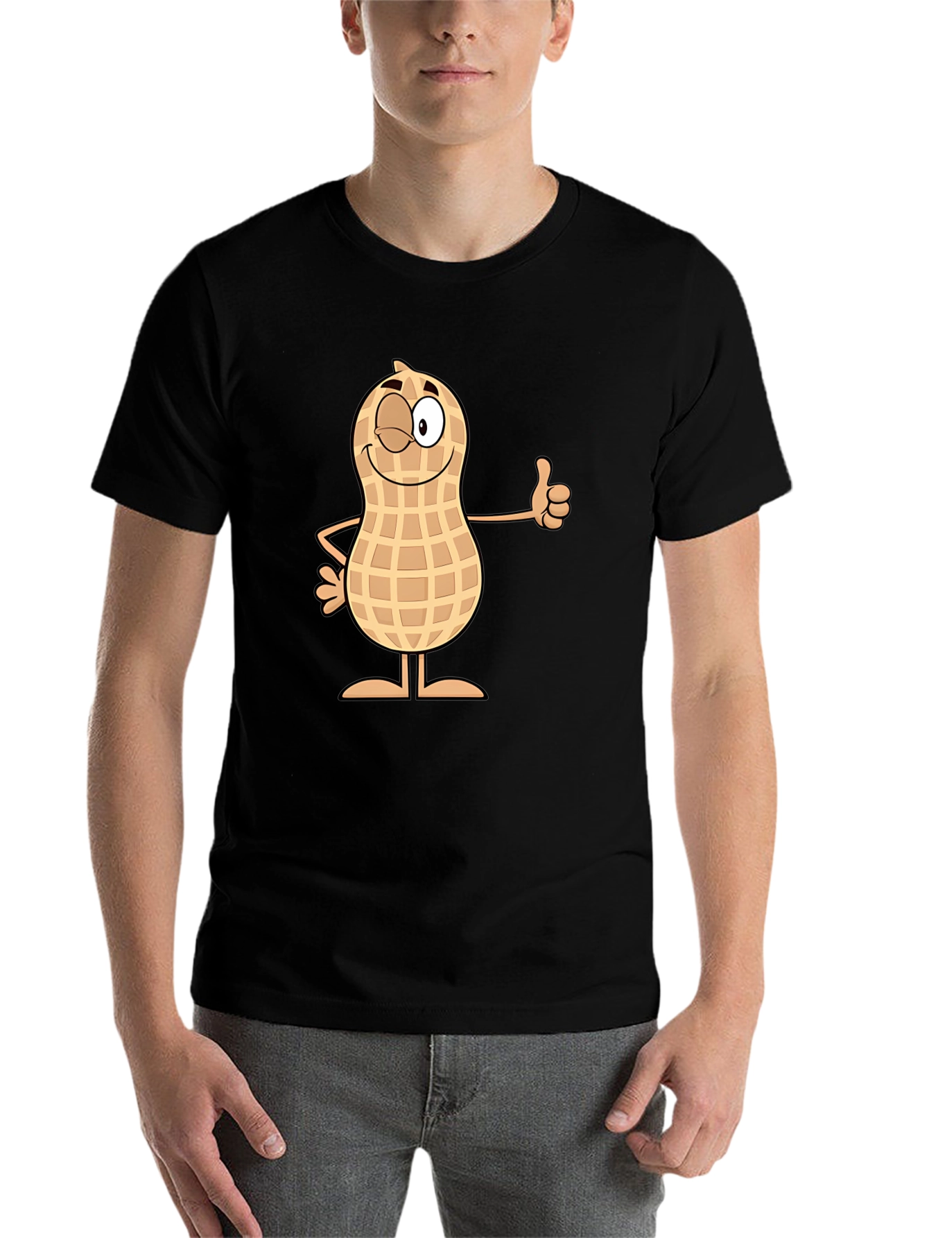 Black Funny Peanut Cartoon Black T-Shirt view 7