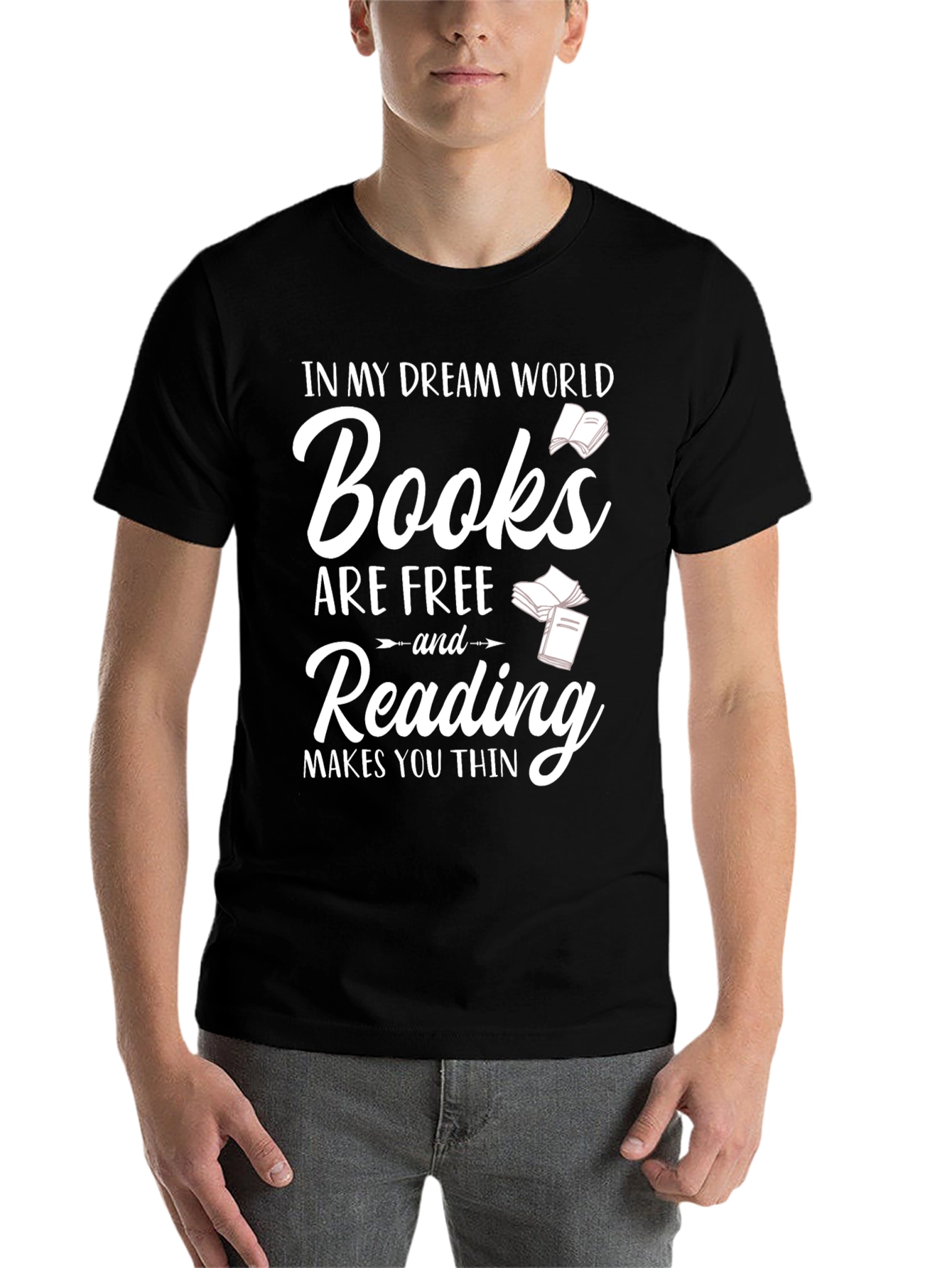 Black Books Are Free Reading Makes You Thin T-Shirt view 7