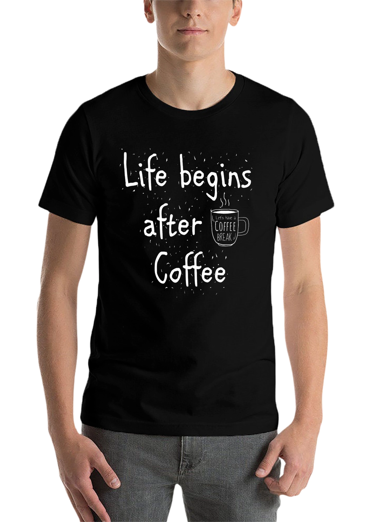 Black Life Begins After Coffee Black Graphic Tee view 7
