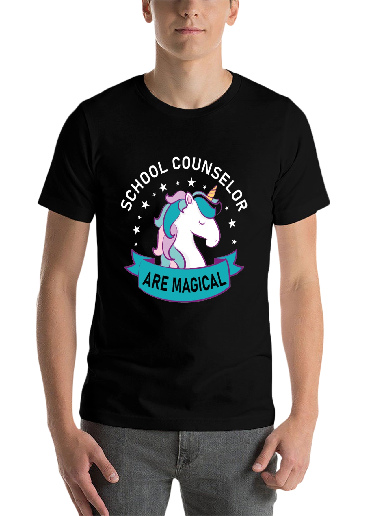 Black School Counselor Unicorn T-Shirt view 7