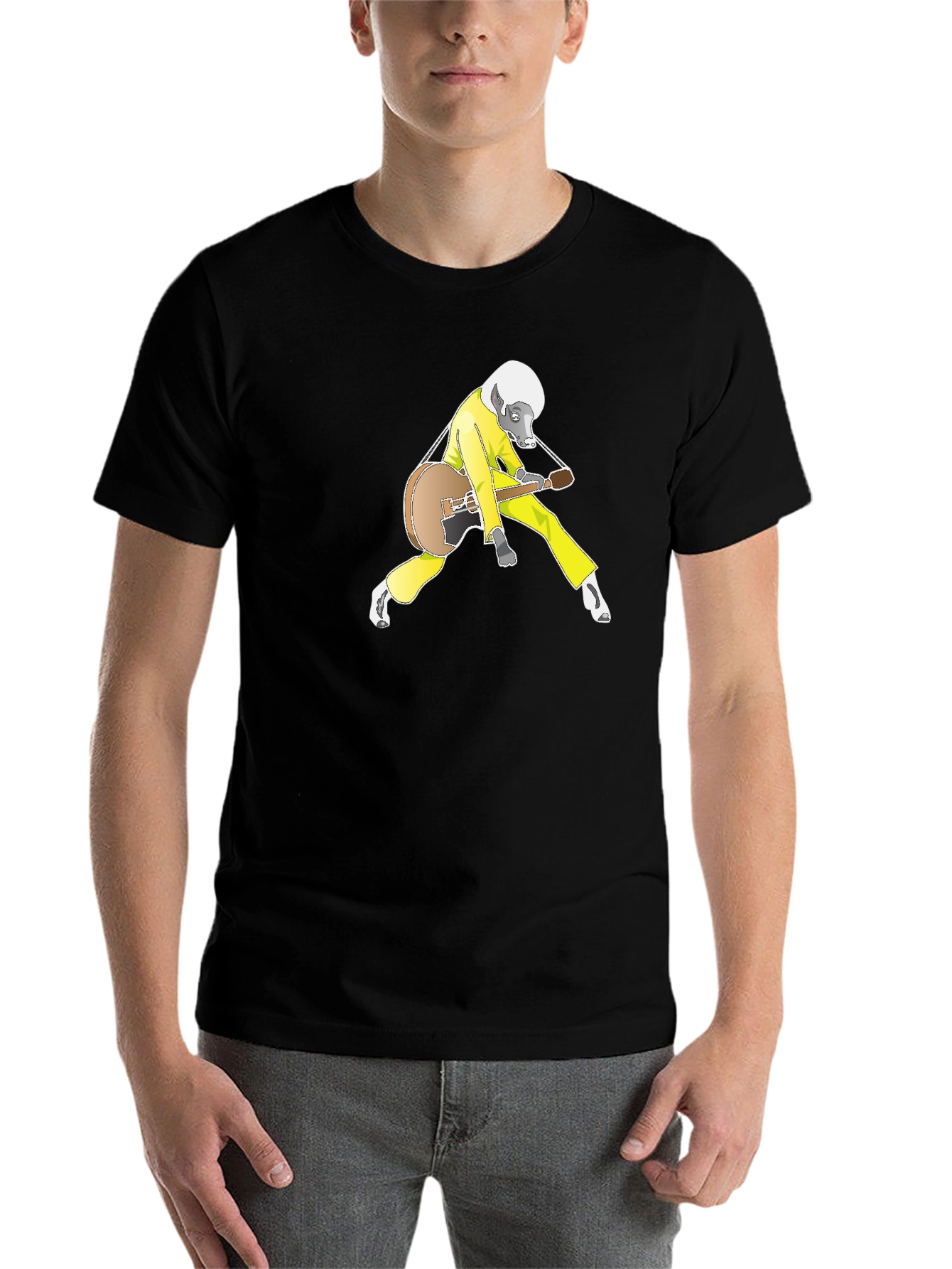 Black Cool Badger Guitarist Graphic Tee view 7