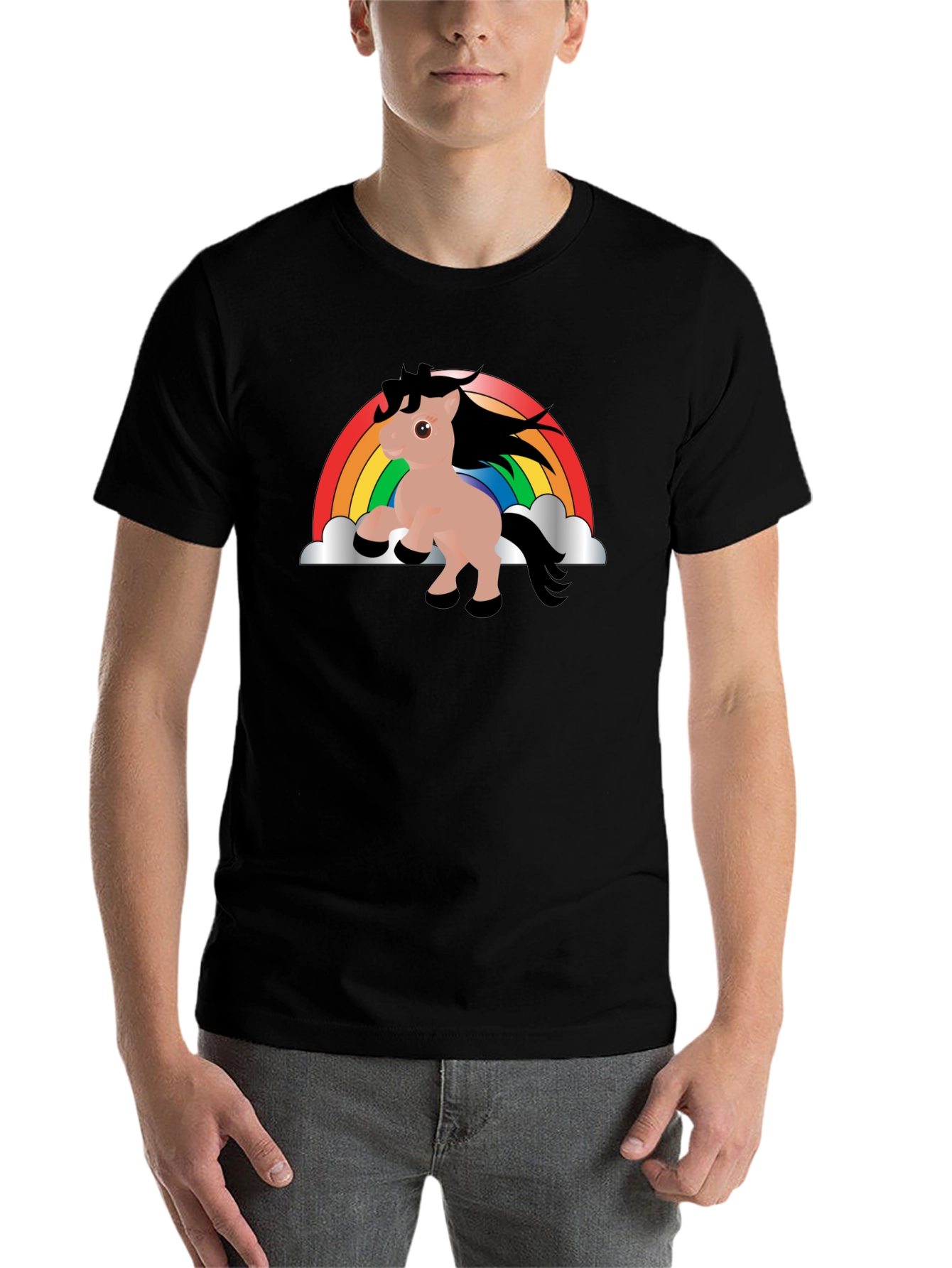Black Rainbow Unicorn T-Shirt - Black Cotton Tee view 7