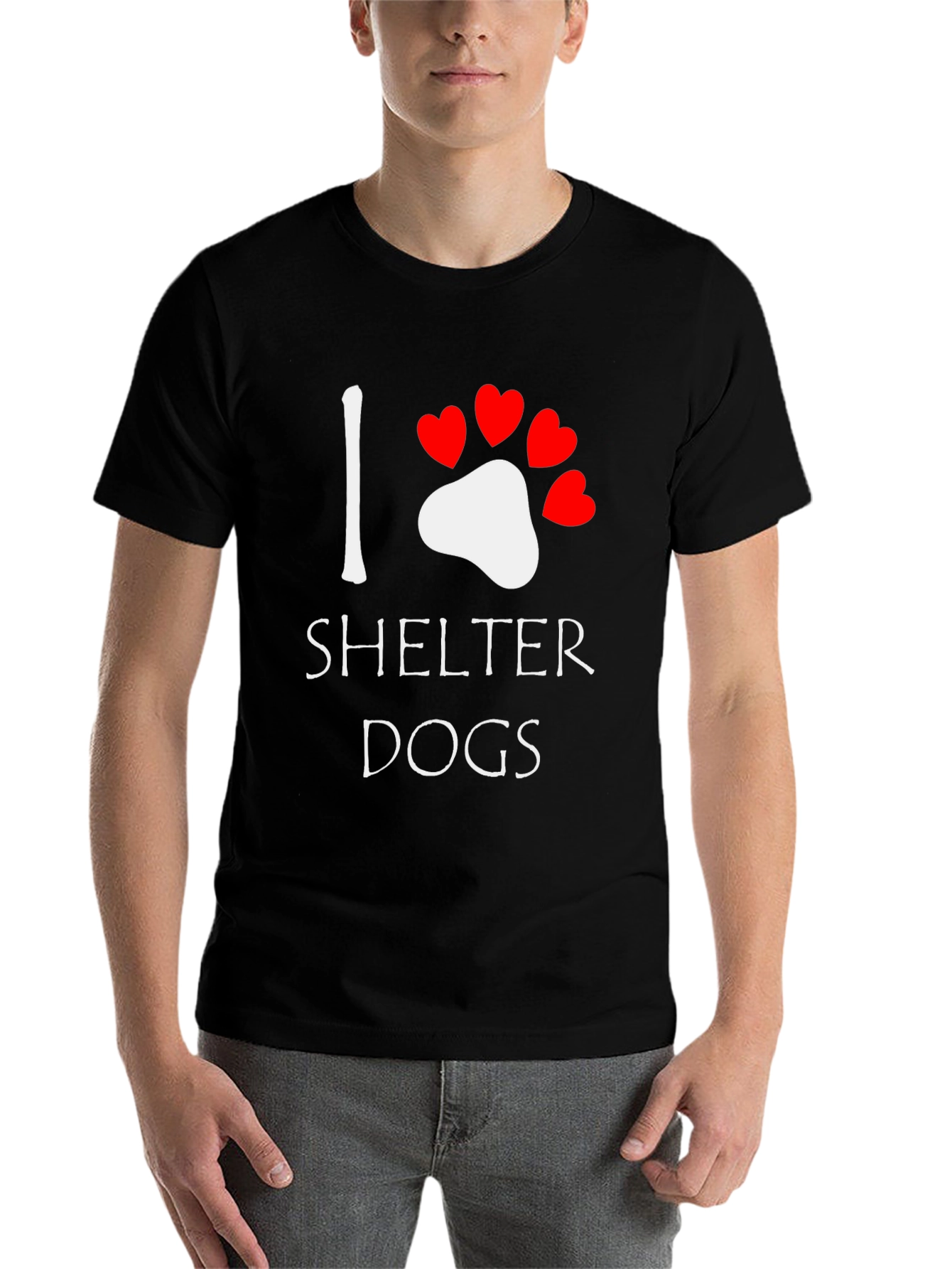 Black I Heart Shelter Dogs Tee view 7
