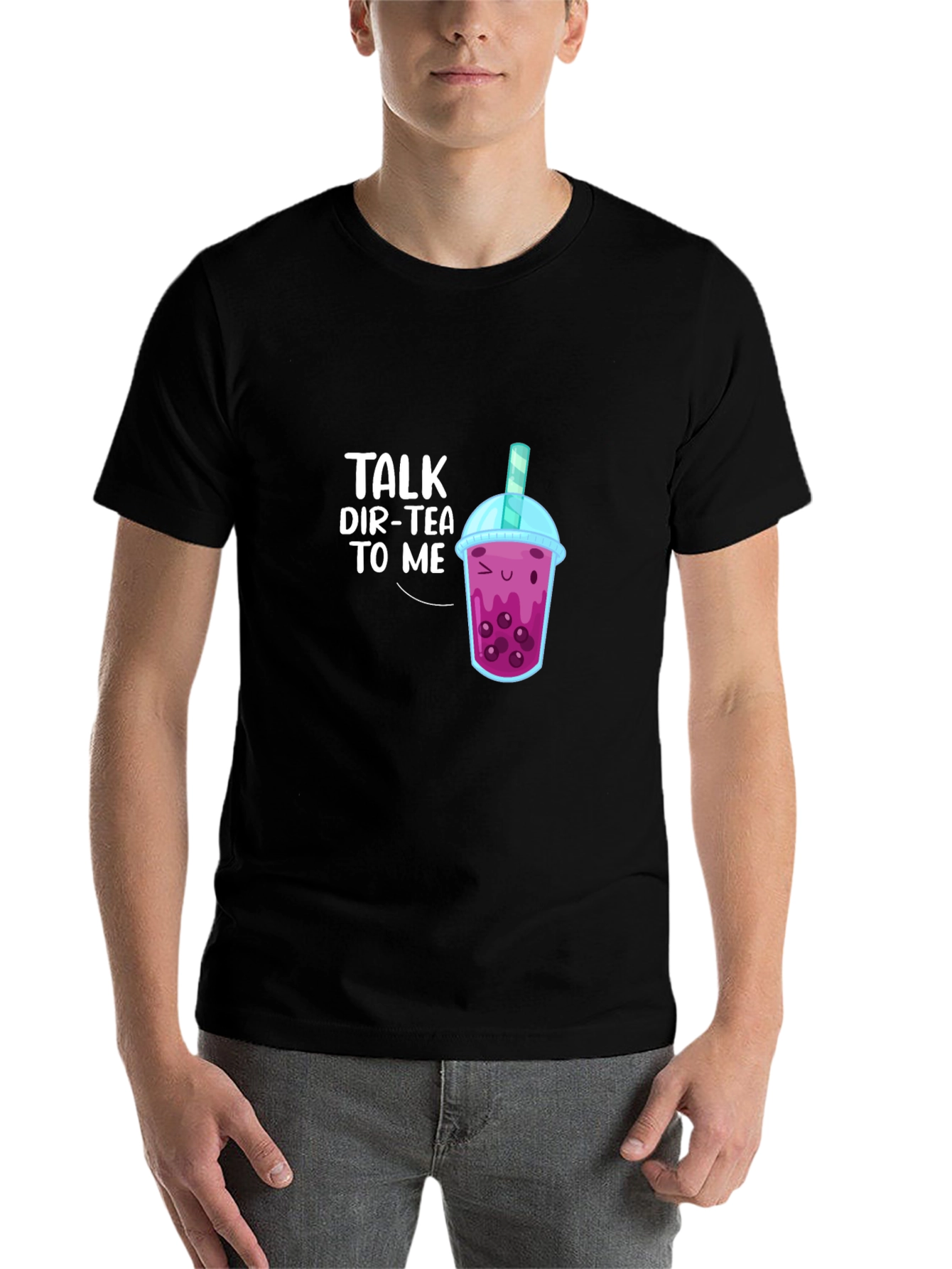 Black Talk Dir-Tea To Me Bubble Tea T-Shirt view 7