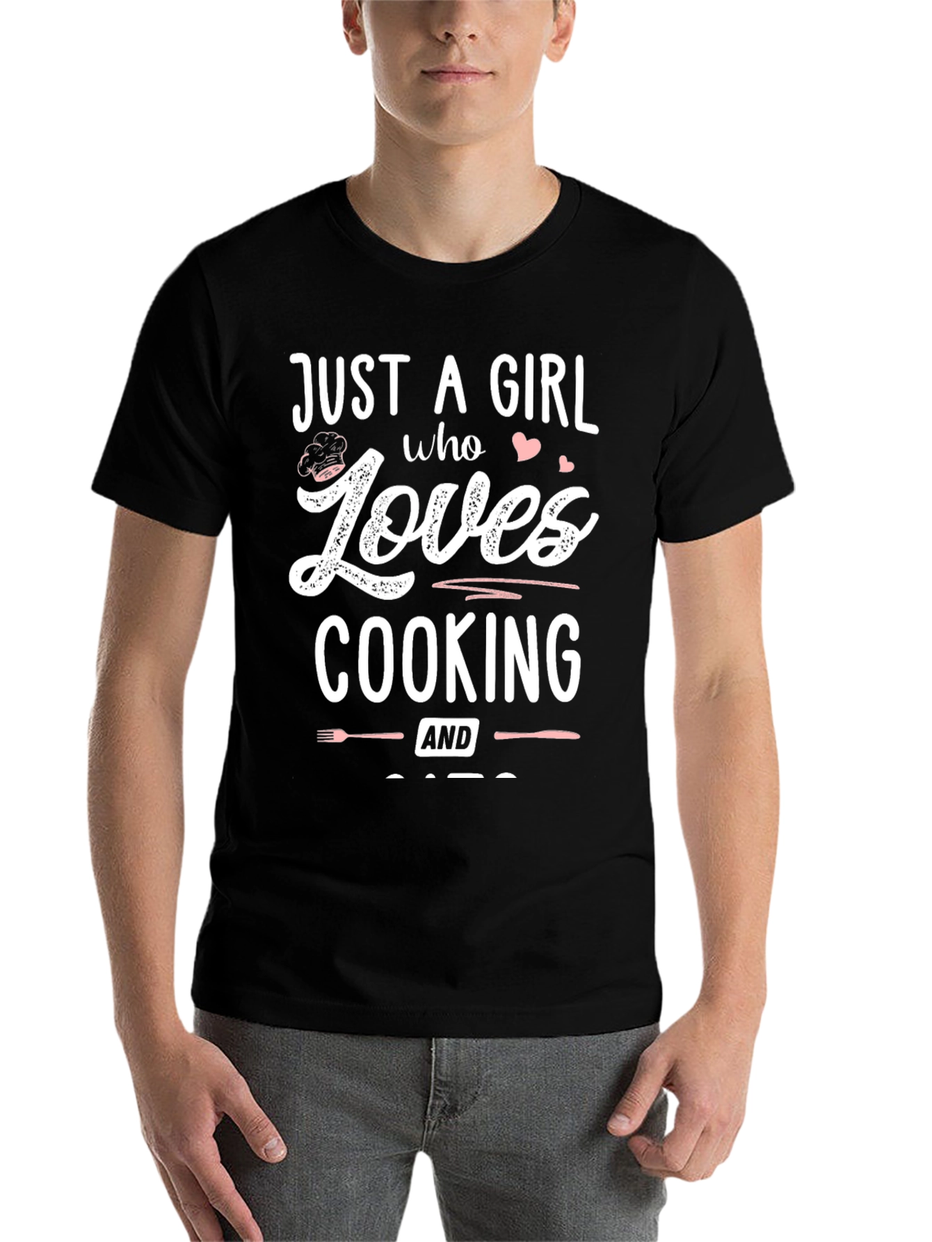 Black Just A Girl Who Loves Cooking Black T-Shirt view 7