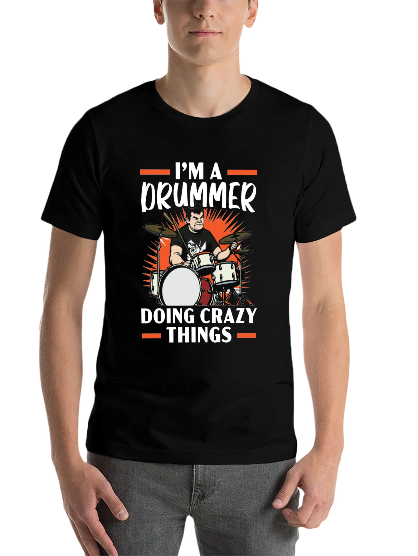 Black I'm A Drummer Doing Crazy Things T-Shirt view 7