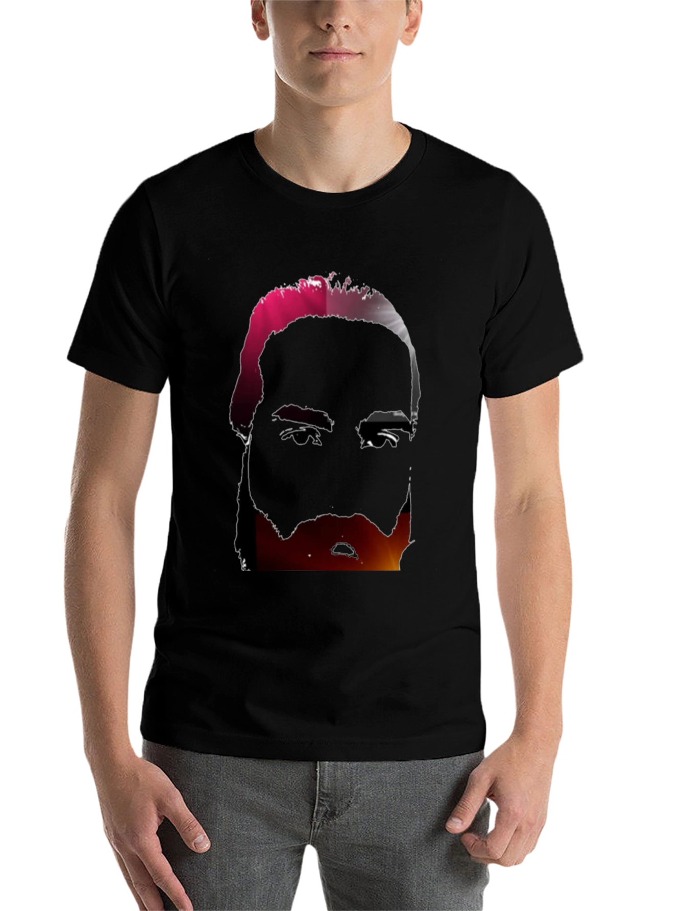 Black Abstract Face Graphic Tee - Modern Black T-Shirt view 7