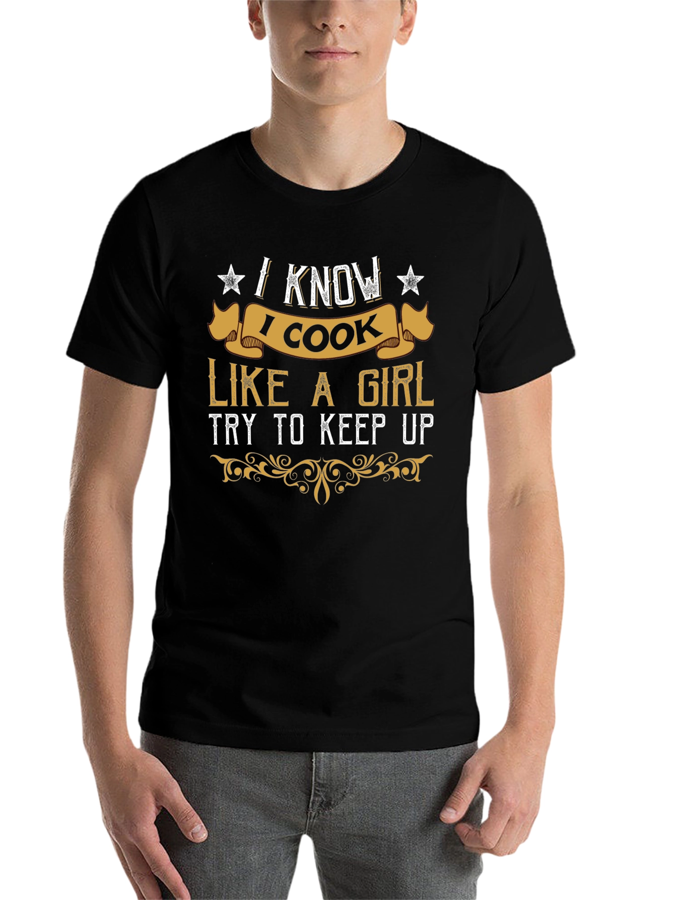 Black I Know I Cook Like a Girl T-Shirt view 7