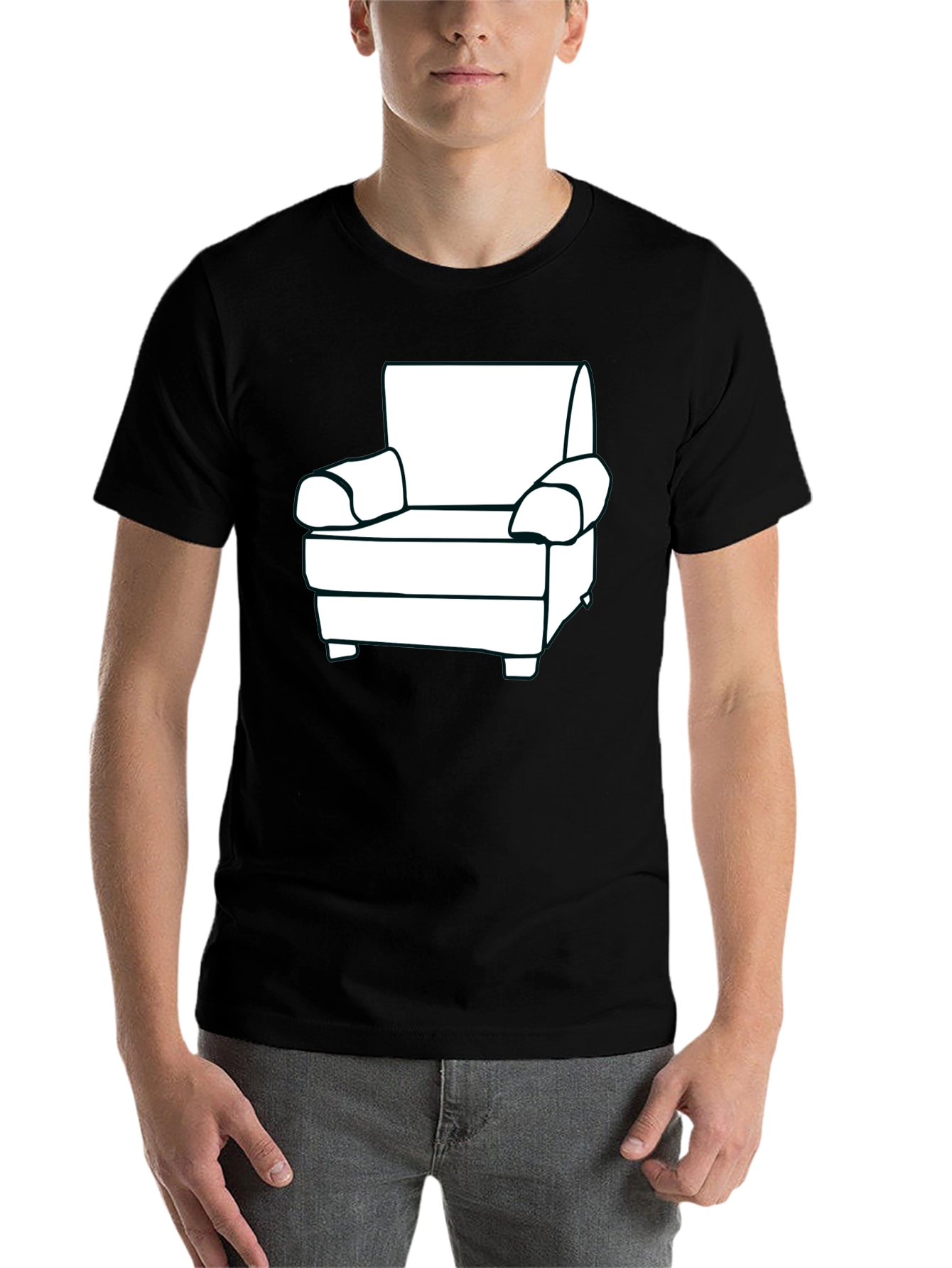 Black White Couch Graphic T-Shirt - Comfort & Style view 7