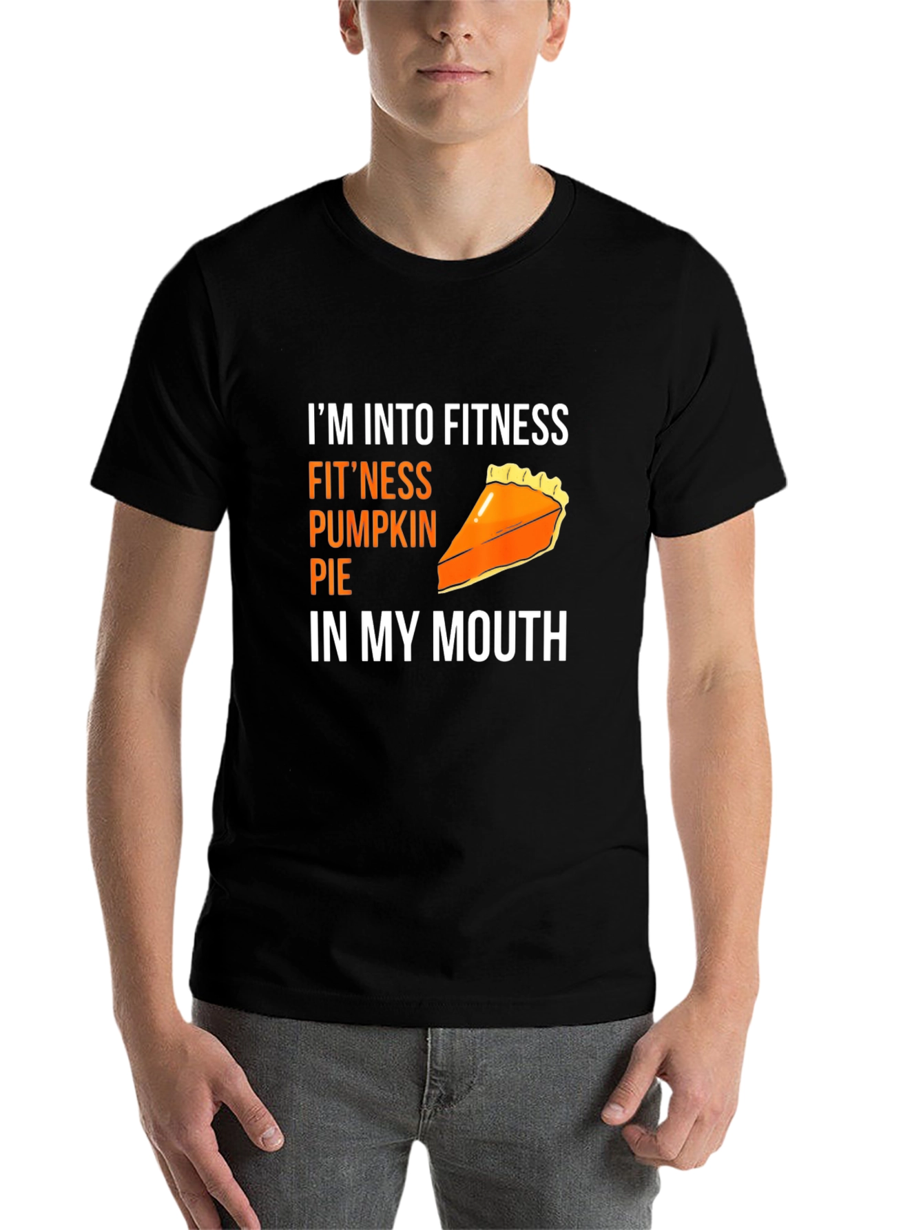 Black Fitness Pumpkin Pie T-Shirt - Funny Thanksgiving Tee view 7