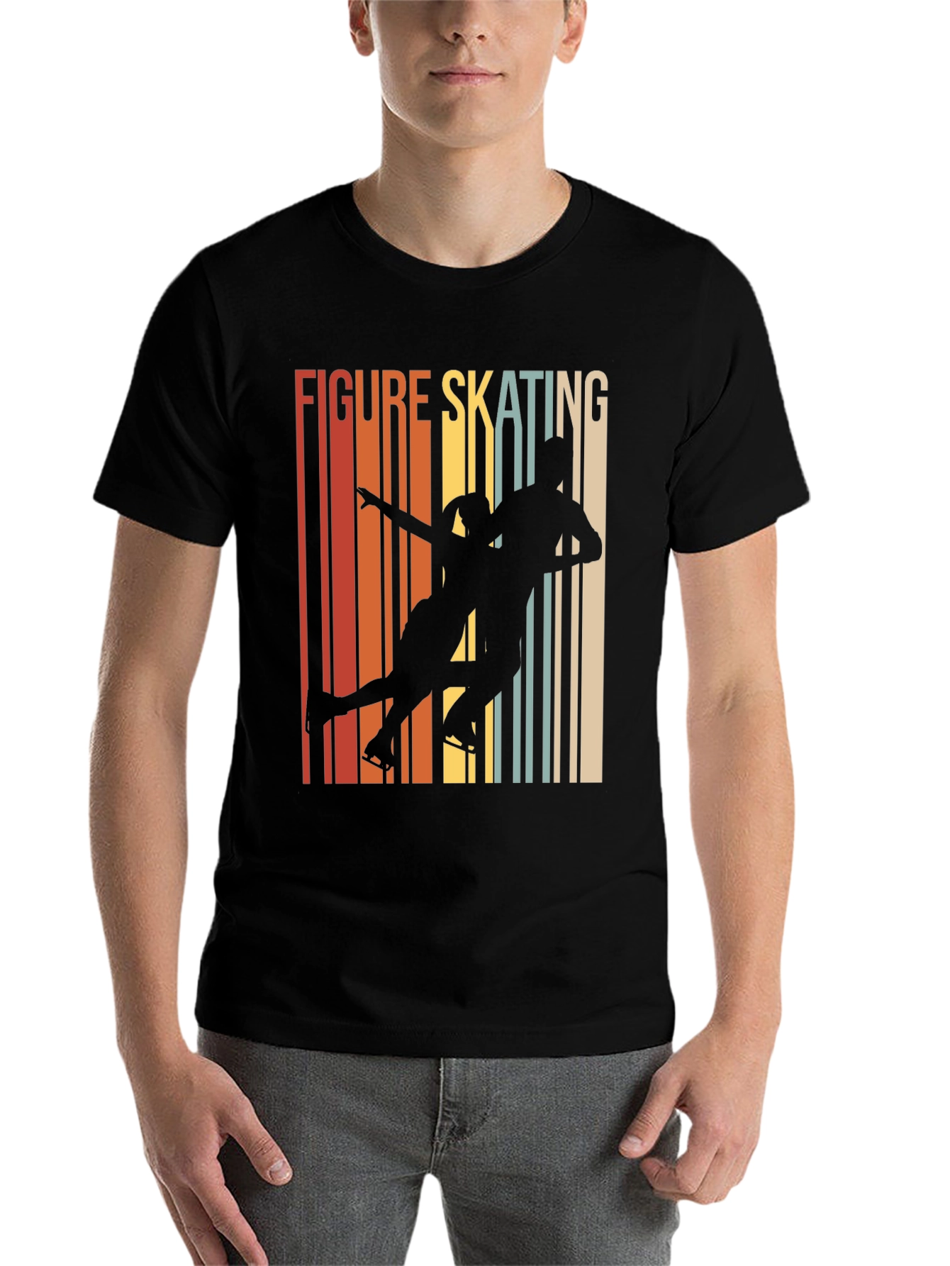 Black Figure Skating Retro T-Shirt view 7