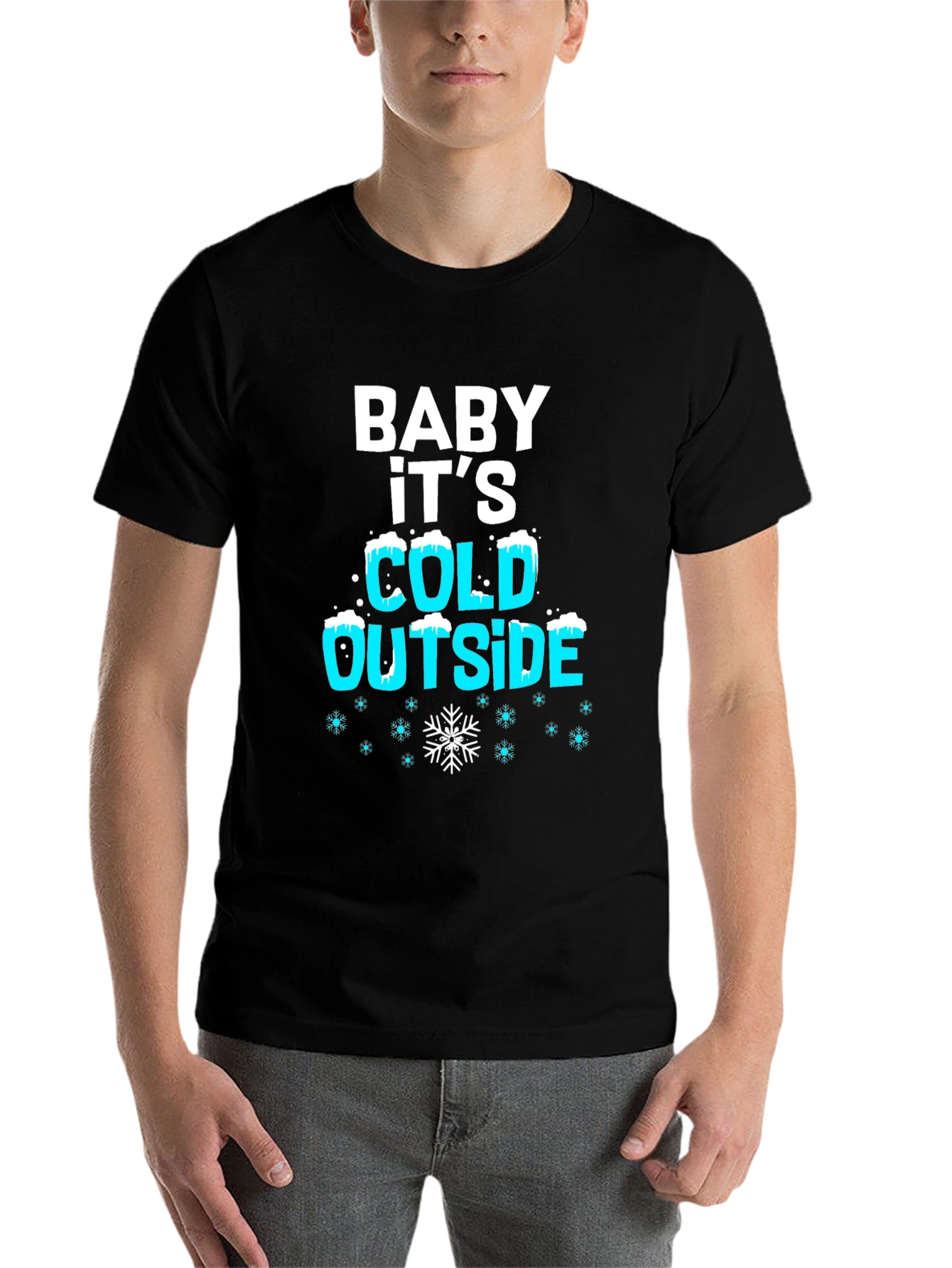 Black Baby It's Cold Outside Holiday T-Shirt view 7