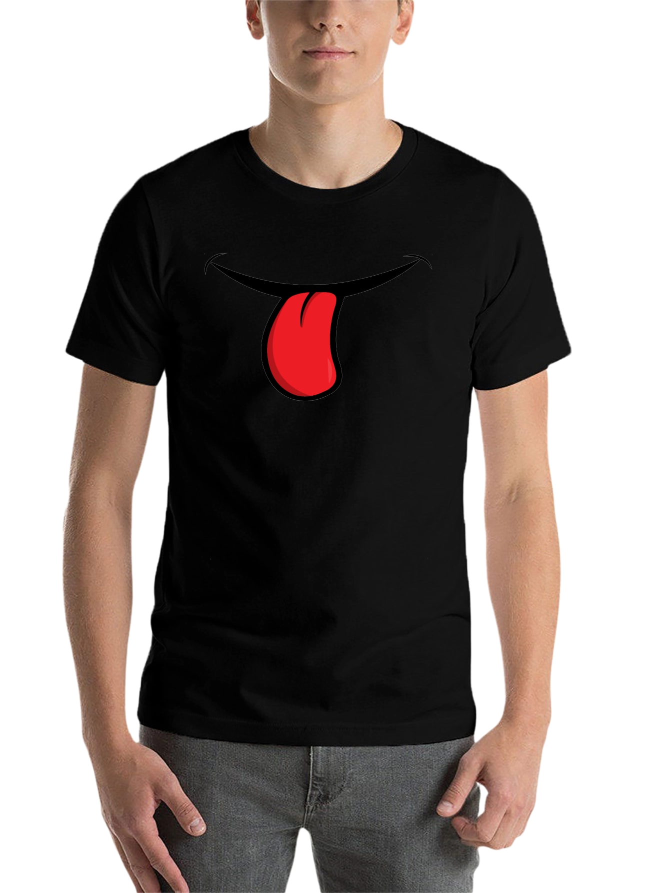 Black Funny Tongue Out Graphic T-Shirt view 7