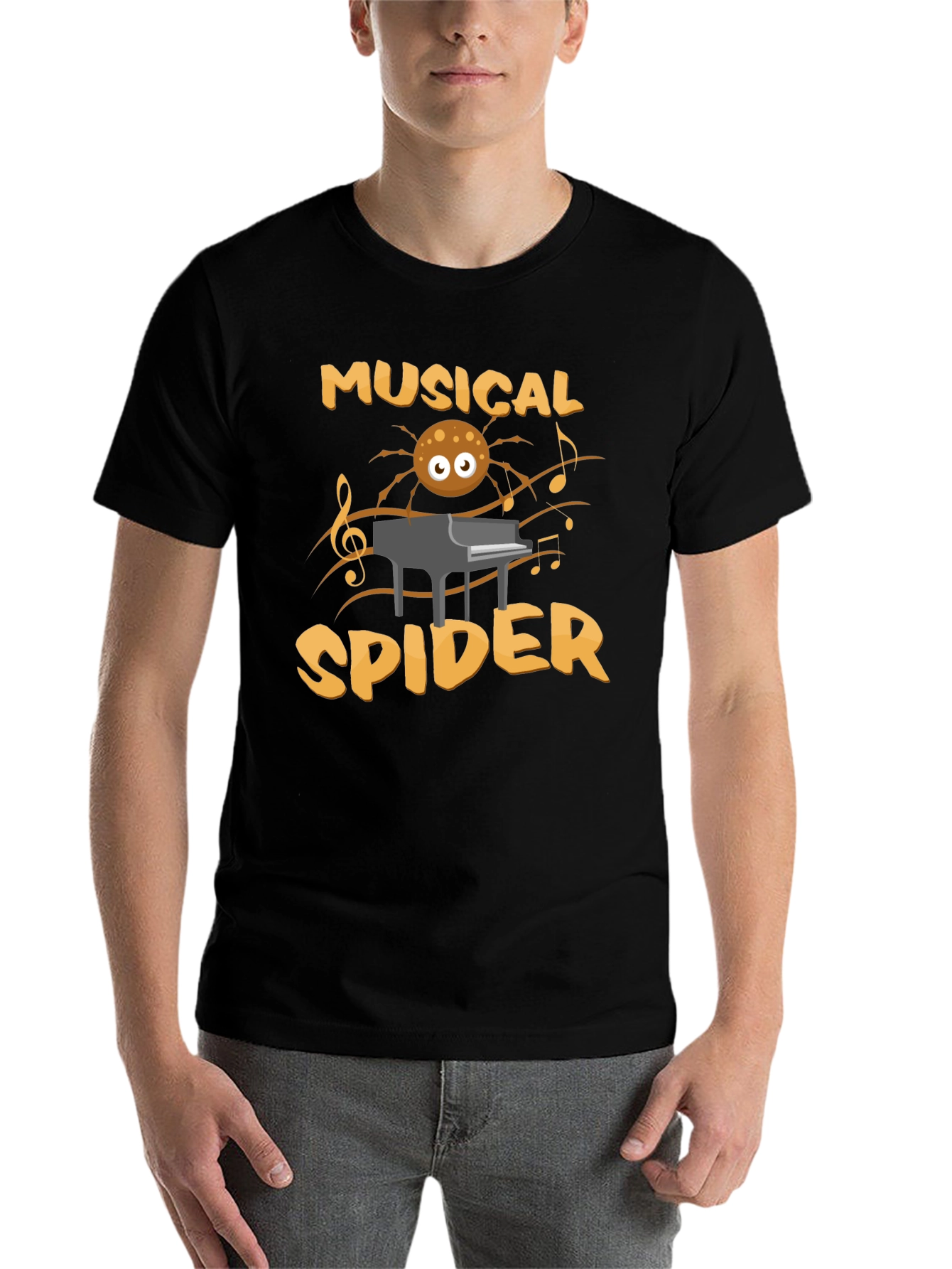 Black Musical Spider T-Shirt - Funny Graphic Tee view 7