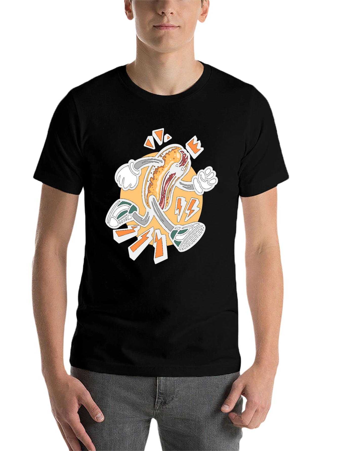 Black Running Hotdog Graphic T-Shirt view 7