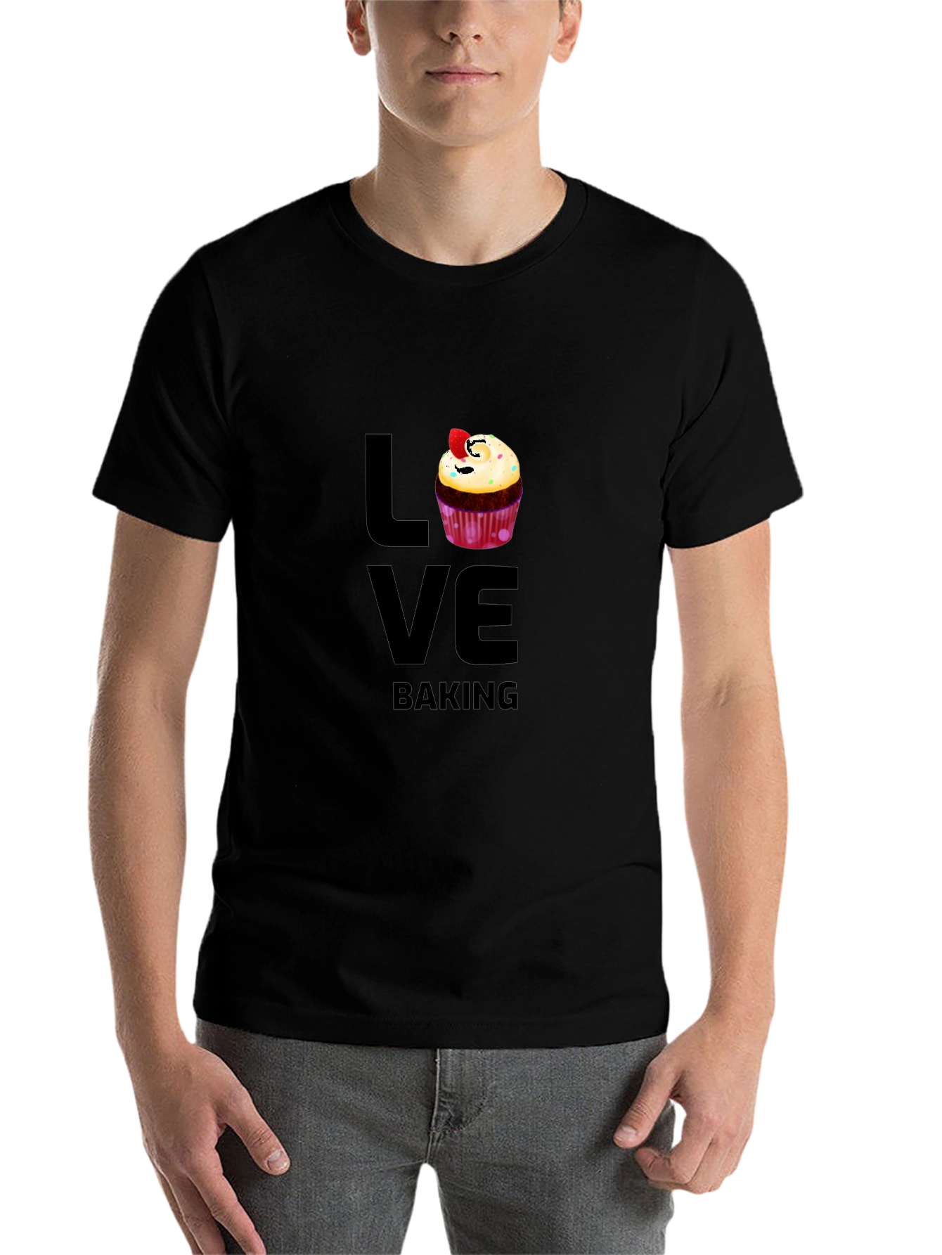 Black Love Baking Graphic T-Shirt - Cute Cupcake Design view 7
