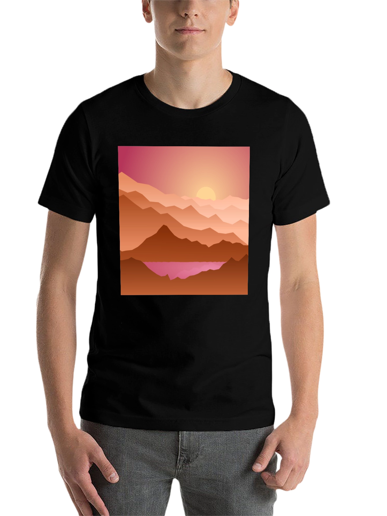Black Sunset Mountain Graphic Tee - Casual Style view 7